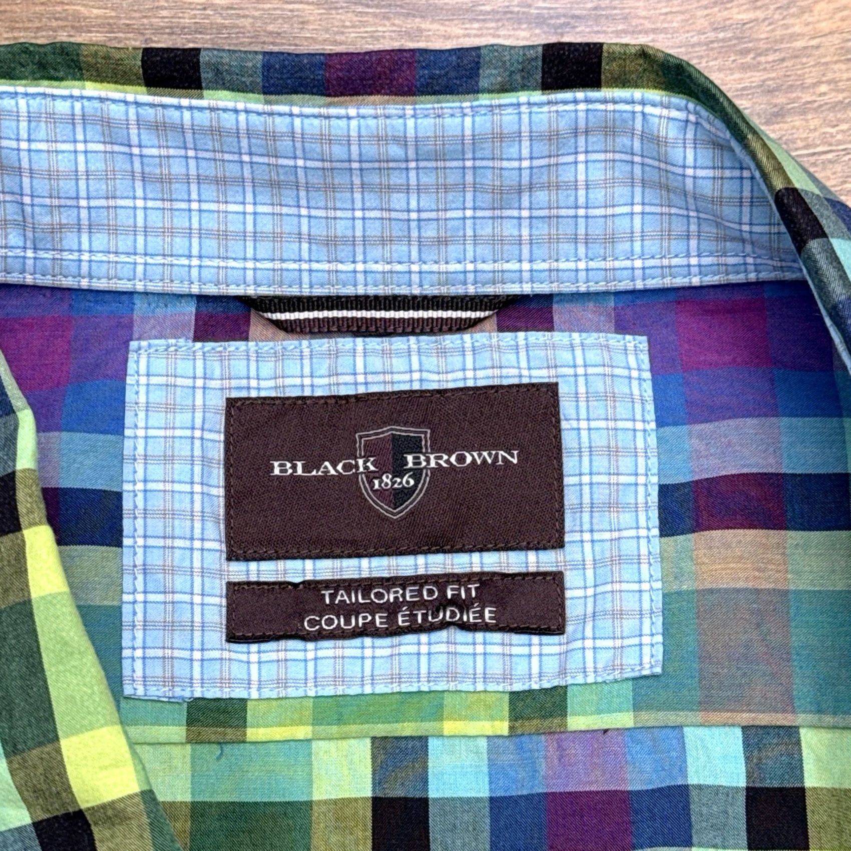 Joe Browns Browns Shirt Button-Up Check Green Green/Blue 2XL Short Sleeve Casual Mens Vintage? Size US XXL / EU 58 / 5 - 4 Thumbnail