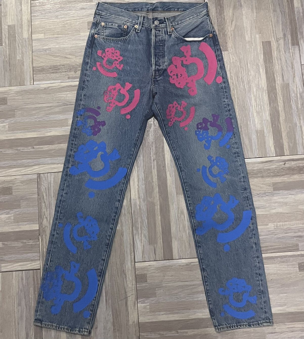 B).Stroy × DENIM TEARS Denim Tears Bstroy Tears 501 Light Wash 