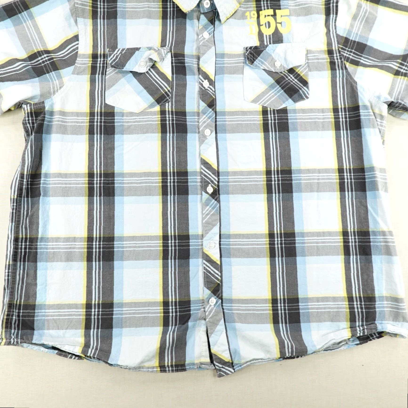 Disney VINTAGE Disney Shirt Mens 2XL Gray Blue Plaid Mickey Mouse Button-Up 1955 Disneyland Mens Size US XXL / EU 58 / 5 - 4 Thumbnail