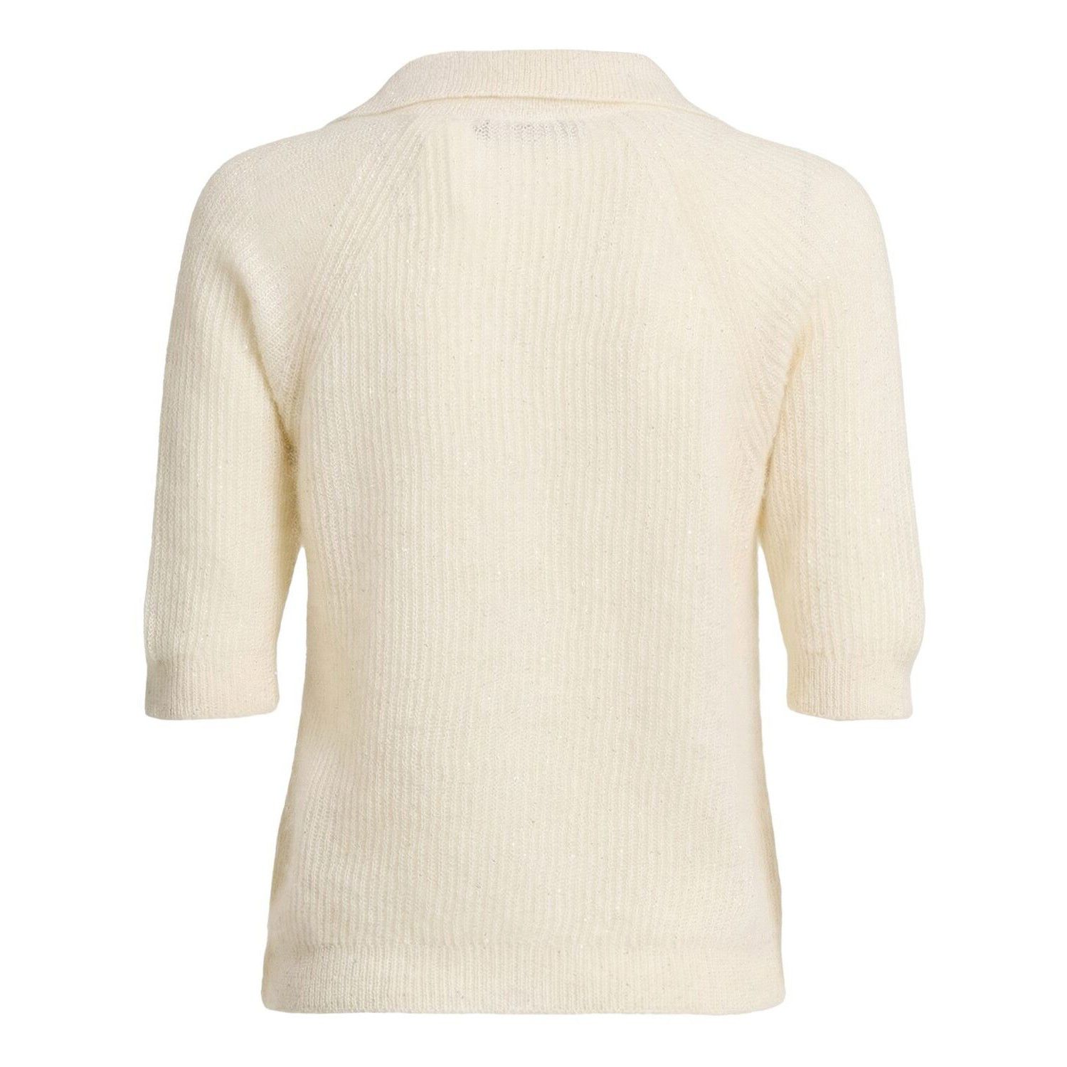 FABIANA FILIPPI Ivory Short sleeve poly blend knit polo top