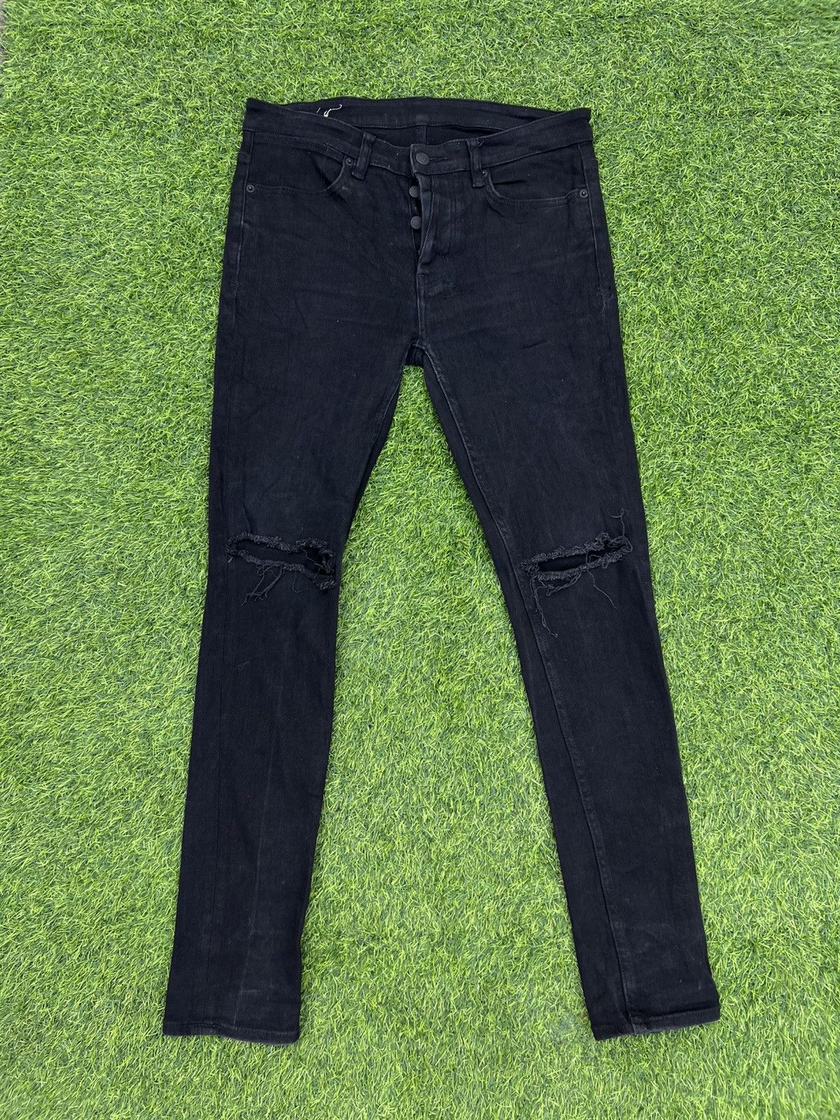 Ksubi Ksubi Van Winkle Ace "Black Slice" Distressed Skinny Jeans Size US 32 / EU 48 - 2 Thumbnail