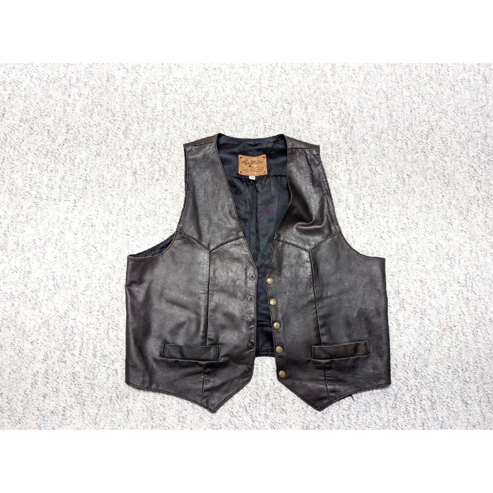 Vintage VINTAGE Larry Mahan vest Vest Leather brown USA made Western cowboy rodeo 44 L Mens Size US L / EU 52-54 / 3 - 6 Thumbnail