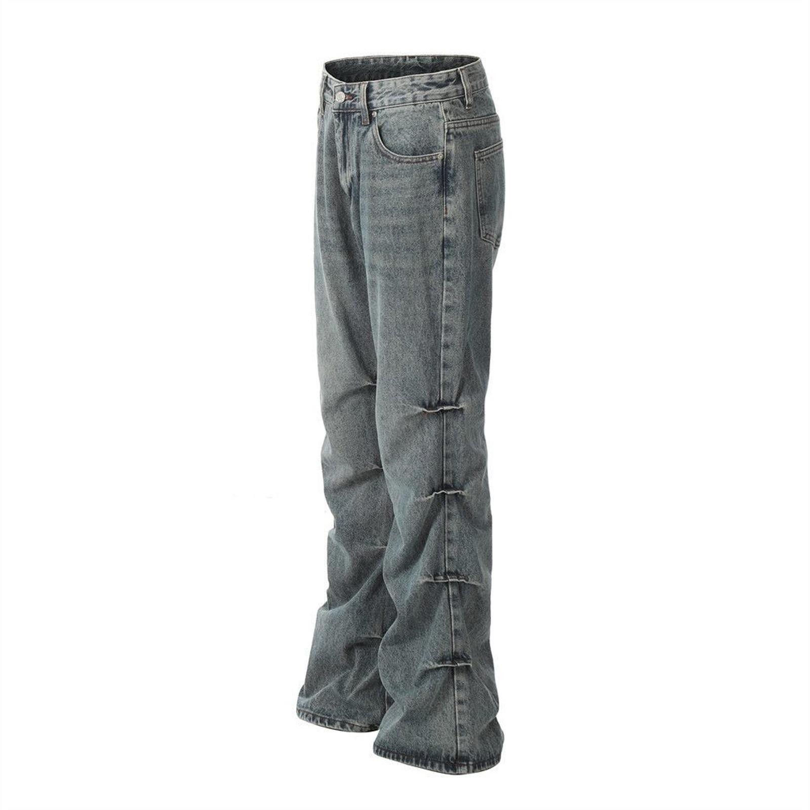 Japanese Brand Blue Wide Leg Pleated Denim Jeans Size US 32 / EU 48 - 8 Thumbnail