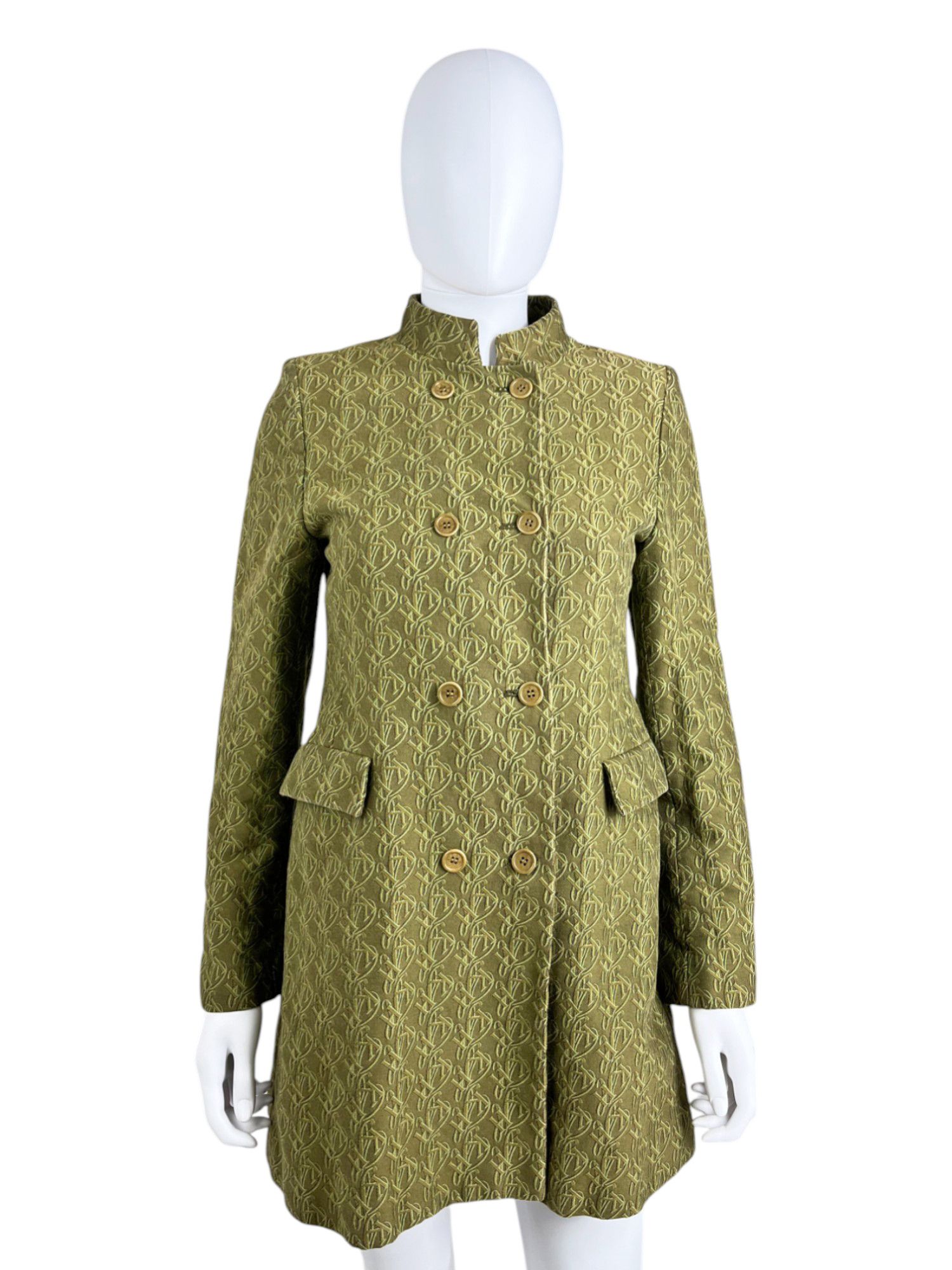 Katharine Hamnett London 1990's Green Cotton Double Breasted Coat Size M / US 6-8 / IT 42-44 - 1 Thumbnail