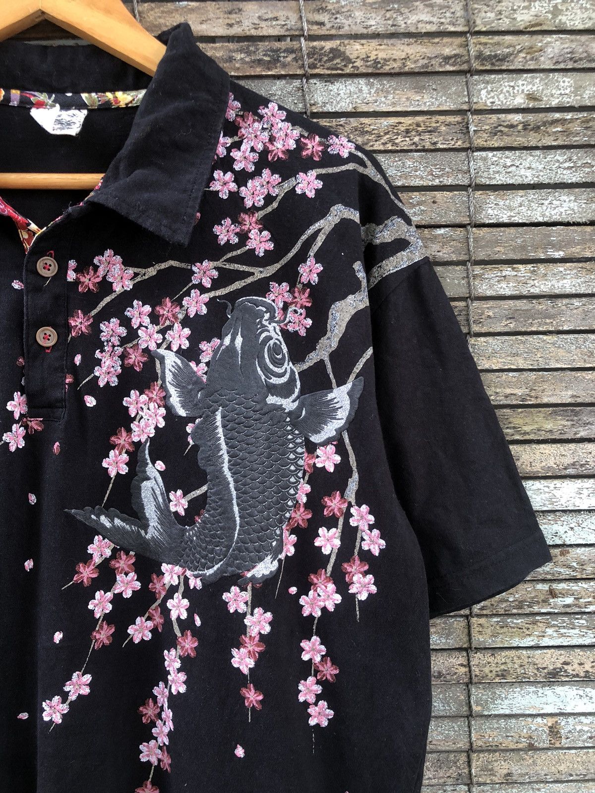 Japanese Brand × Vintage Rare Vintage OVP Japanese Sukajan Koi Fish Polo Tee Size US XL / EU 56 / 4 - 13 Thumbnail