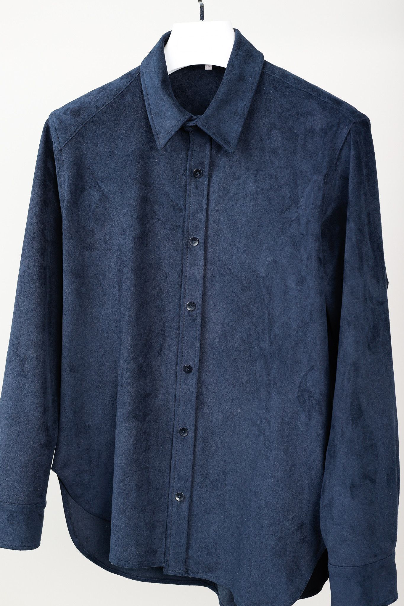 Tibi Tibi Faux Suede Midnight Blue Button Up Shirt Size S / US 4 / IT 40 - 3 Thumbnail