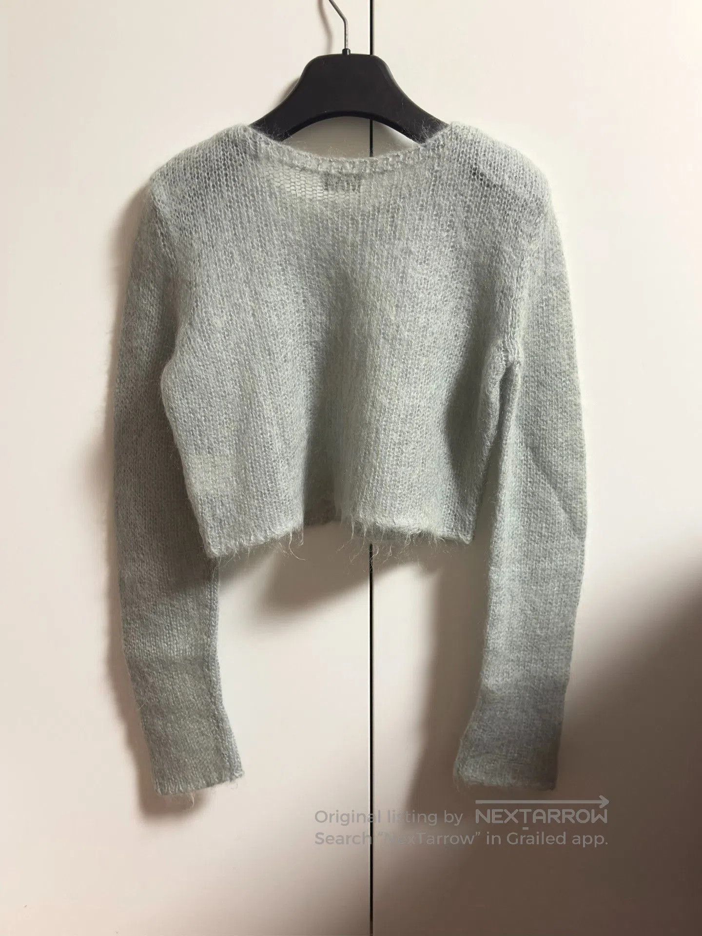Saint Laurent Paris Saint Laurent Light Blue Cropped Mohair Sweater XS. Size XS / US 0-2 / IT 36-38 - 4 Thumbnail