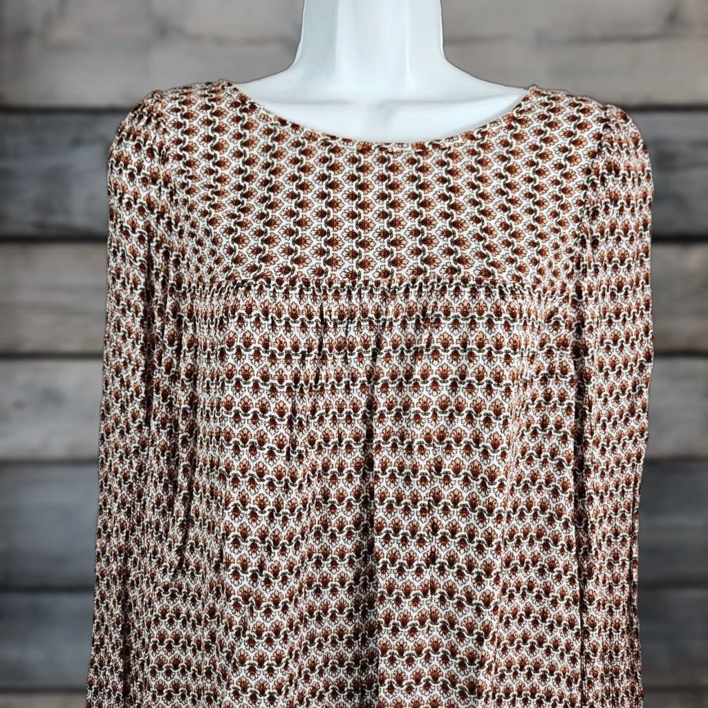 Loft LOFT Ann Taylor Womens Top Blouse Sz Large Red Green Long Sleeve Rayon Shirt Womens Size L / US 10 / IT 46 - 1 Thumbnail