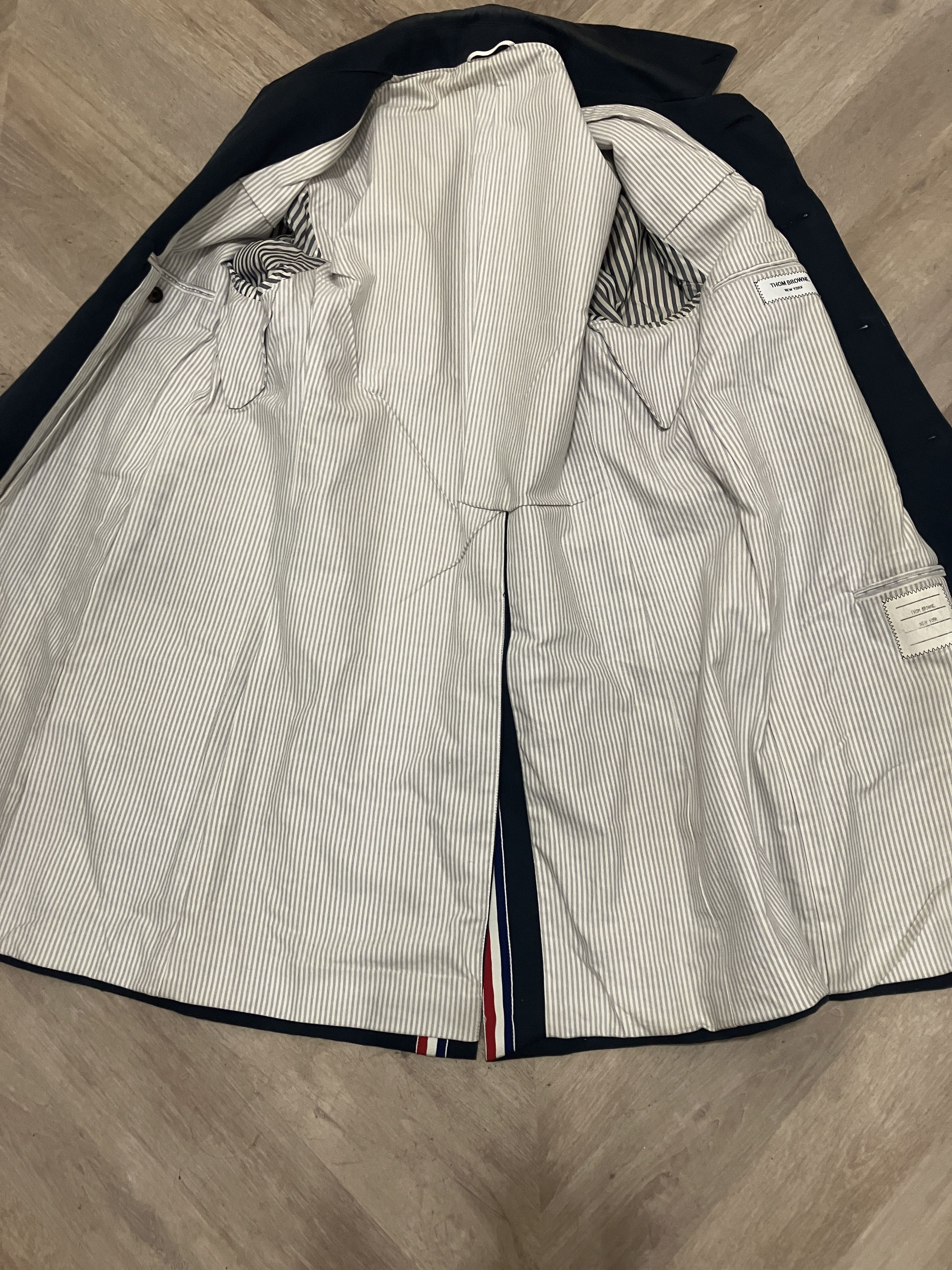Thom Browne Navy Ball Overcoat