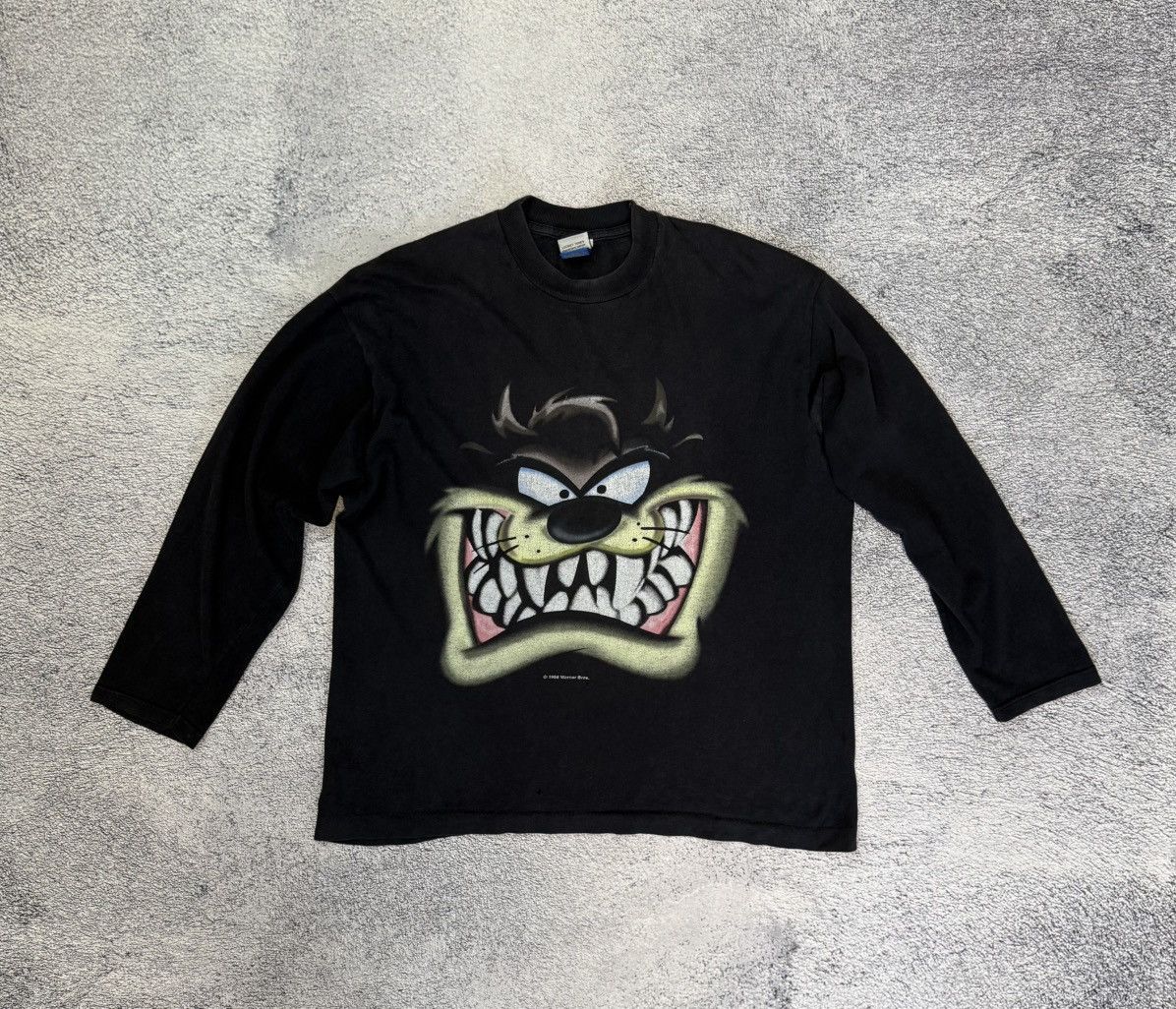 Warner Bros Vintage 1998 Looney Tunes Taz Long Sleeve Shirt Black S-M Size US M / EU 48-50 / 2 - 1 Thumbnail