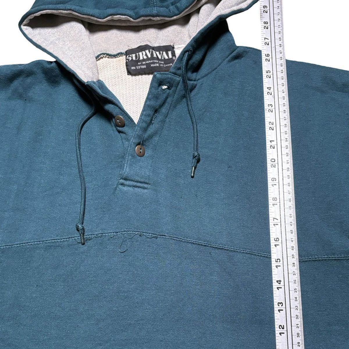 Other Vintage 90s Thermal Lined Henley Hoodie Sweatshirt Waffle L Size US L / EU 52-54 / 3 - 7 Thumbnail