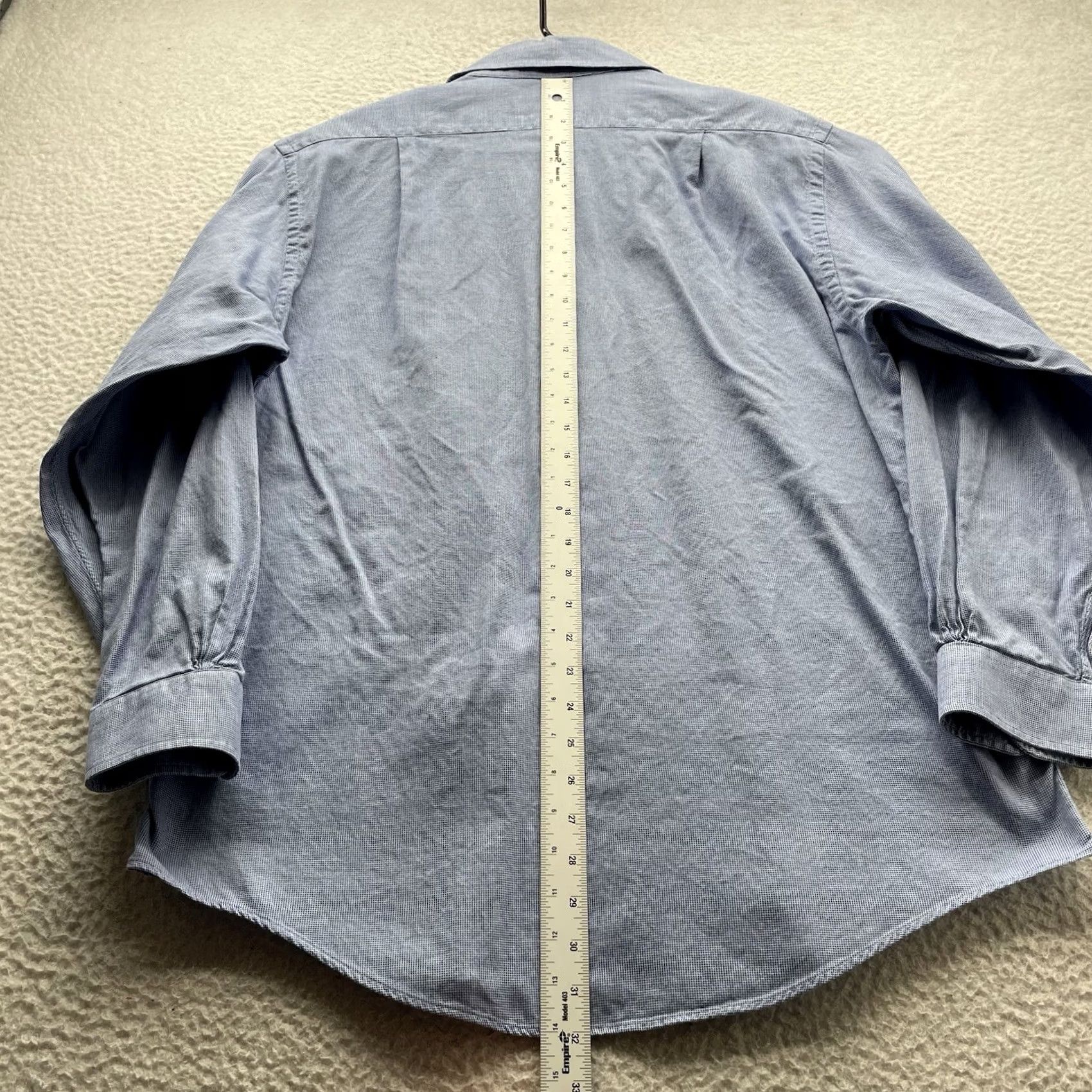 Brooks Brothers VINTAGE Brooks Brothers Dress Shirt Mens 16.5 Blue Check USA Long Sleeve Shirt Mens Regular 100% Cotton Blue Check Size 46R - 6 Thumbnail