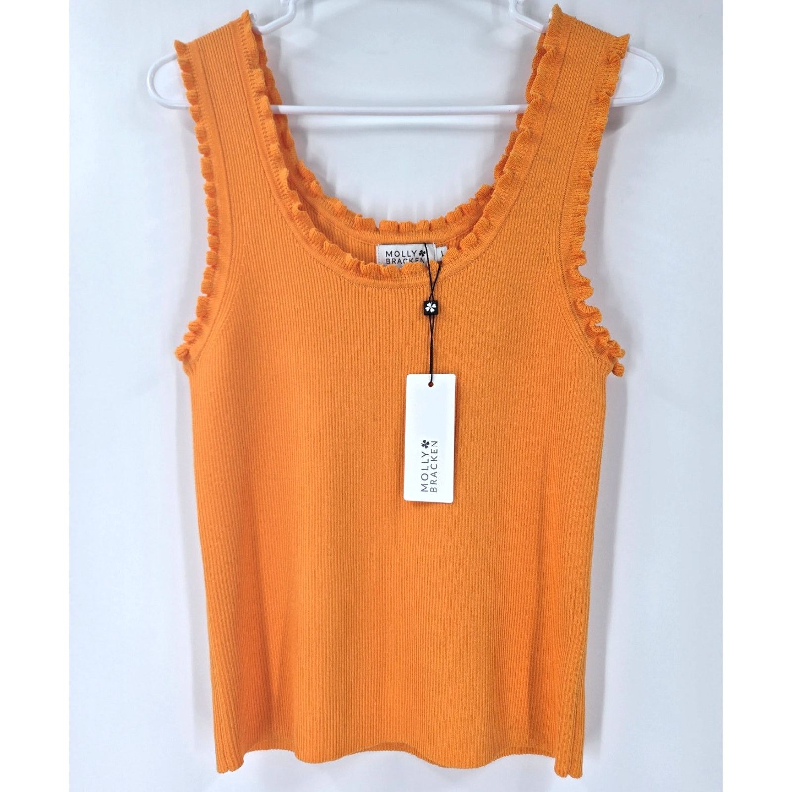 Other NEW Molly Bracken Ribbed Tank Top w/Ruffles in Orange Large Size L / US 10 / IT 46 - 7 Thumbnail