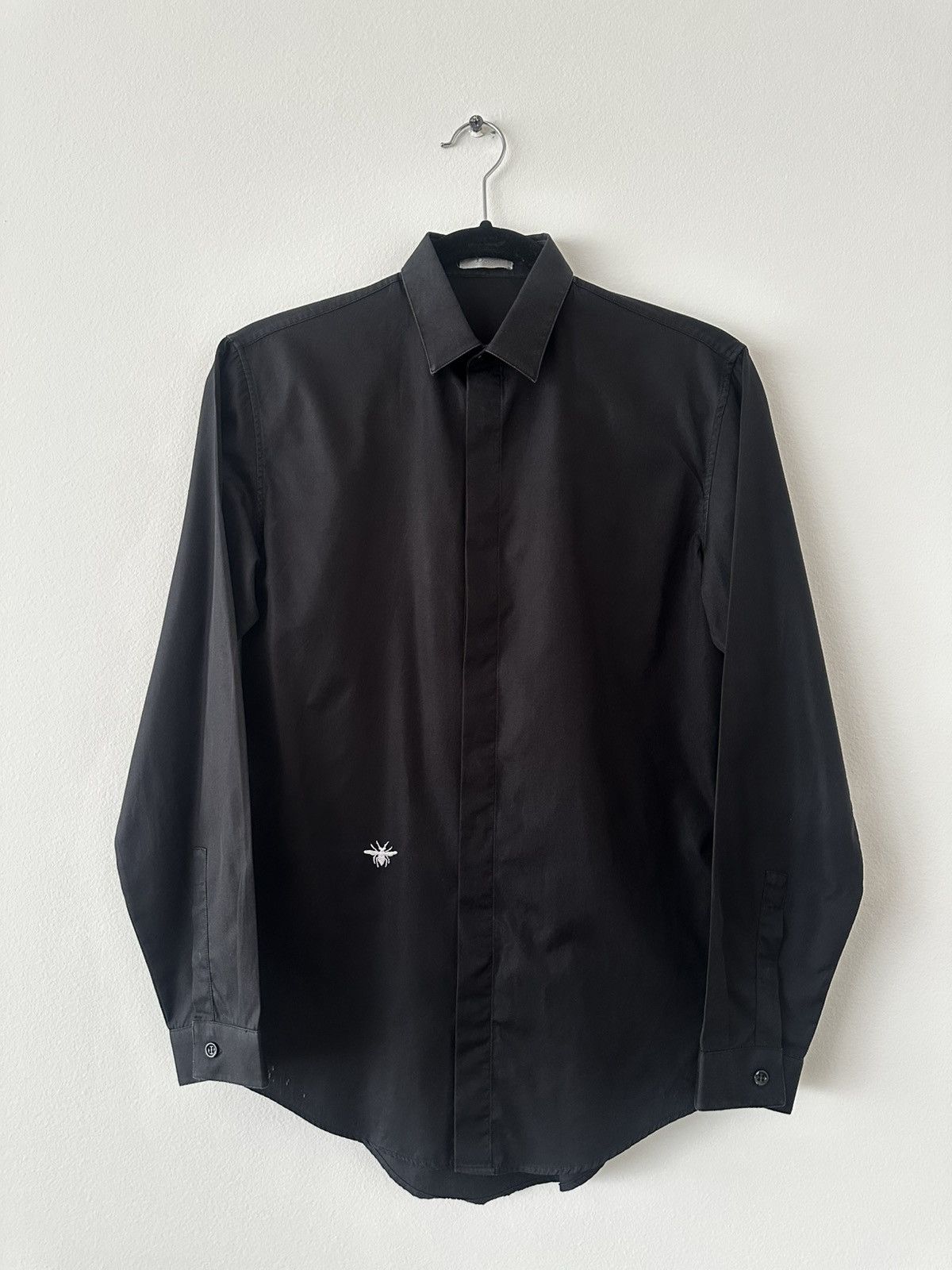 Dior FW06 Black Cotton Poplin Shirt Bee Embroidery sz 37 Size US S / EU 44-46 / 1 - 1 Thumbnail
