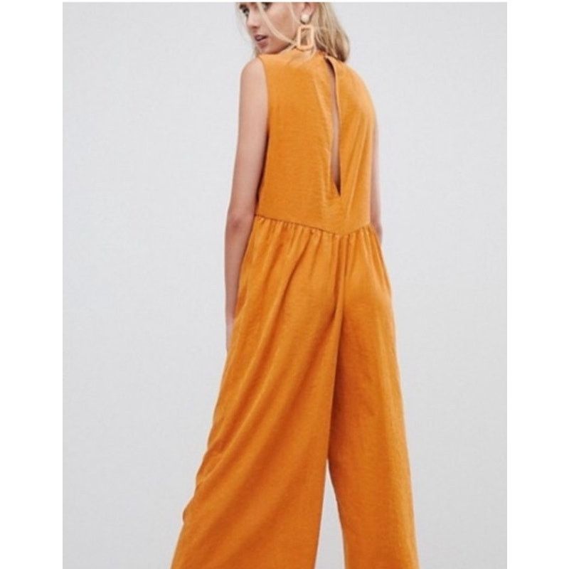 Asos ASOS Minimal Jumpsuit Ruching Detail Keyhole Back Mustard, 2 Size 26" / US 2 / IT 38 - 3 Thumbnail
