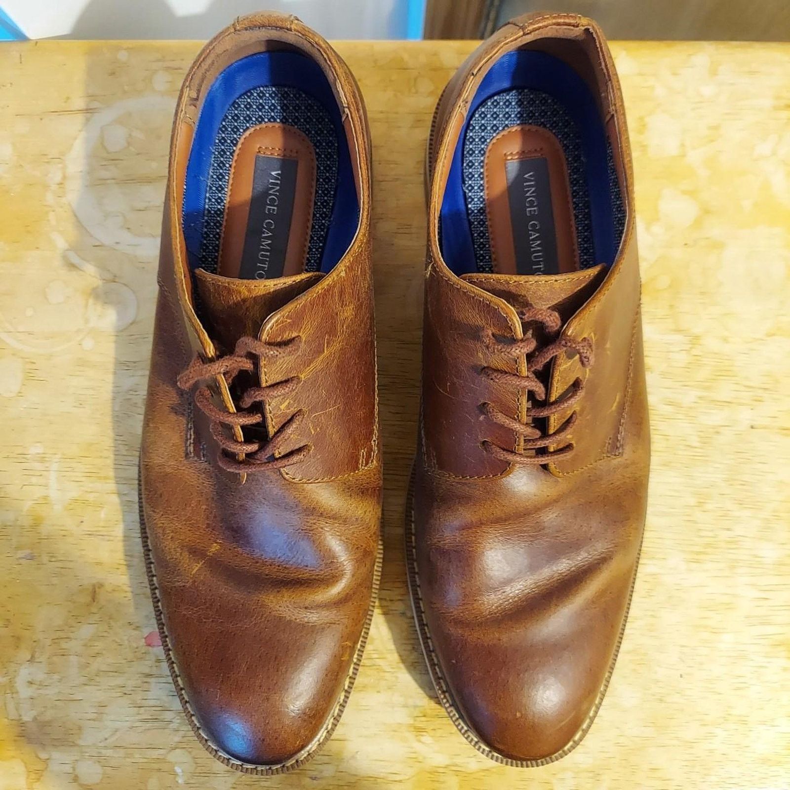Vince Camuto Vince Camuto Tacito Men's US 9.5 W Leather Oxford Shoes EUC Size US 9.5 / EU 42-43 - 7 Thumbnail