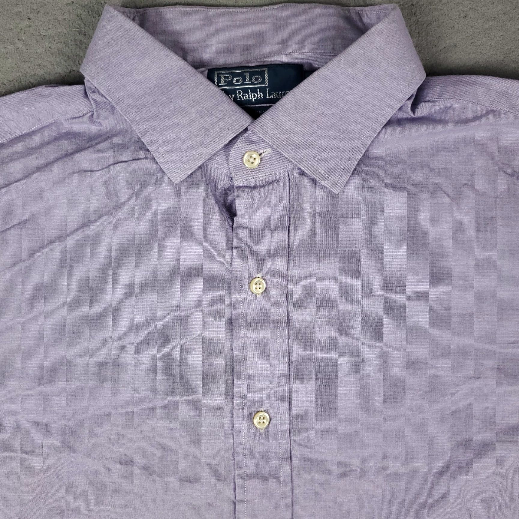 Ralph Lauren Ralph Lauren Shirt Dress Shirt Button Up Long Sleeve 18 Purple Cotton Solid Non-Iron Mens Size 48R - 2 Thumbnail