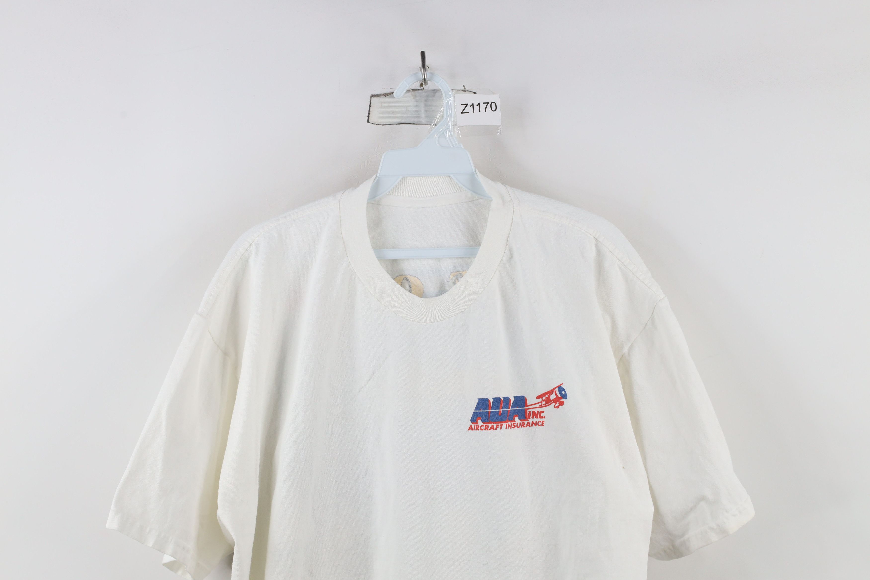 Vintage Vintage 90s Spell out AUA Inc Aircraft Insurance T-Shirt Size US XL / EU 56 / 4 - 2 Thumbnail