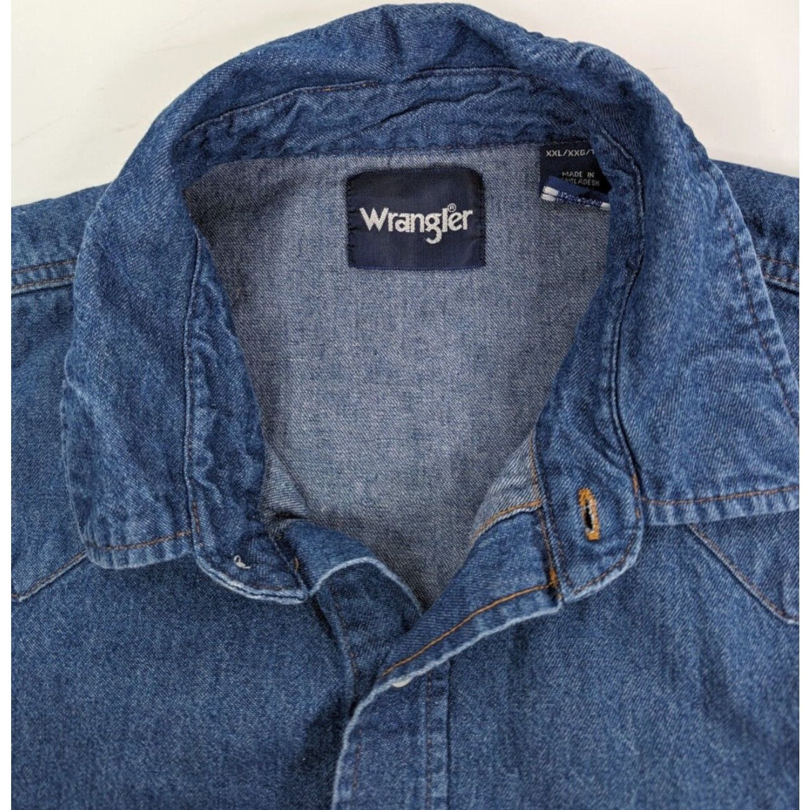 Wrangler Wrangler Blue Denim Pearl Snap L/S Western Shirt Men's 2XL Cowgirl Rodeo Size US XXL / EU 58 / 5 - 7 Thumbnail