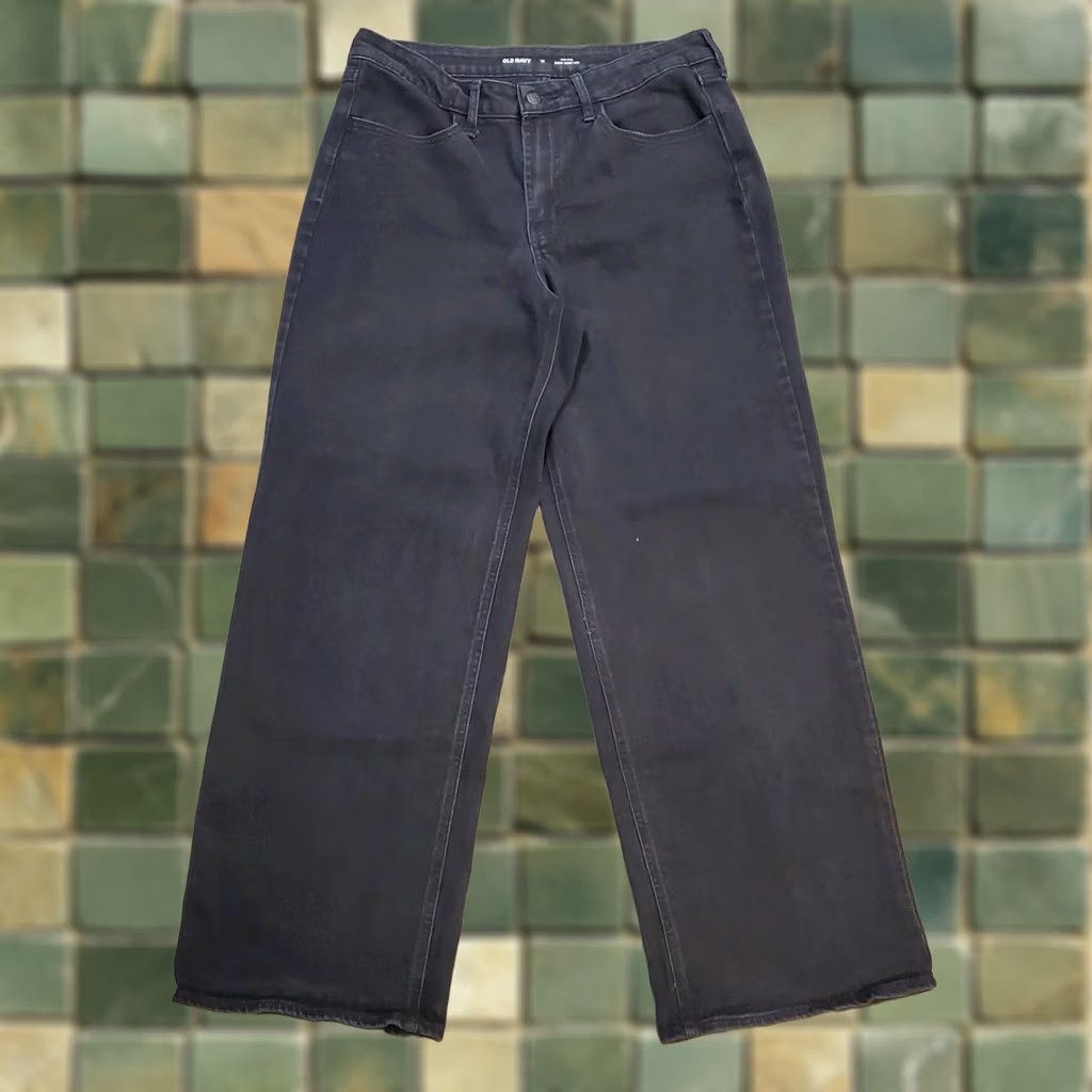 Old Navy Old Navy Womens Black High Rise Wow Wide Leg Jeans Size 12 Cotton Blend Grunge 90s Size 34" / US 12 / IT 48 - 1 Thumbnail