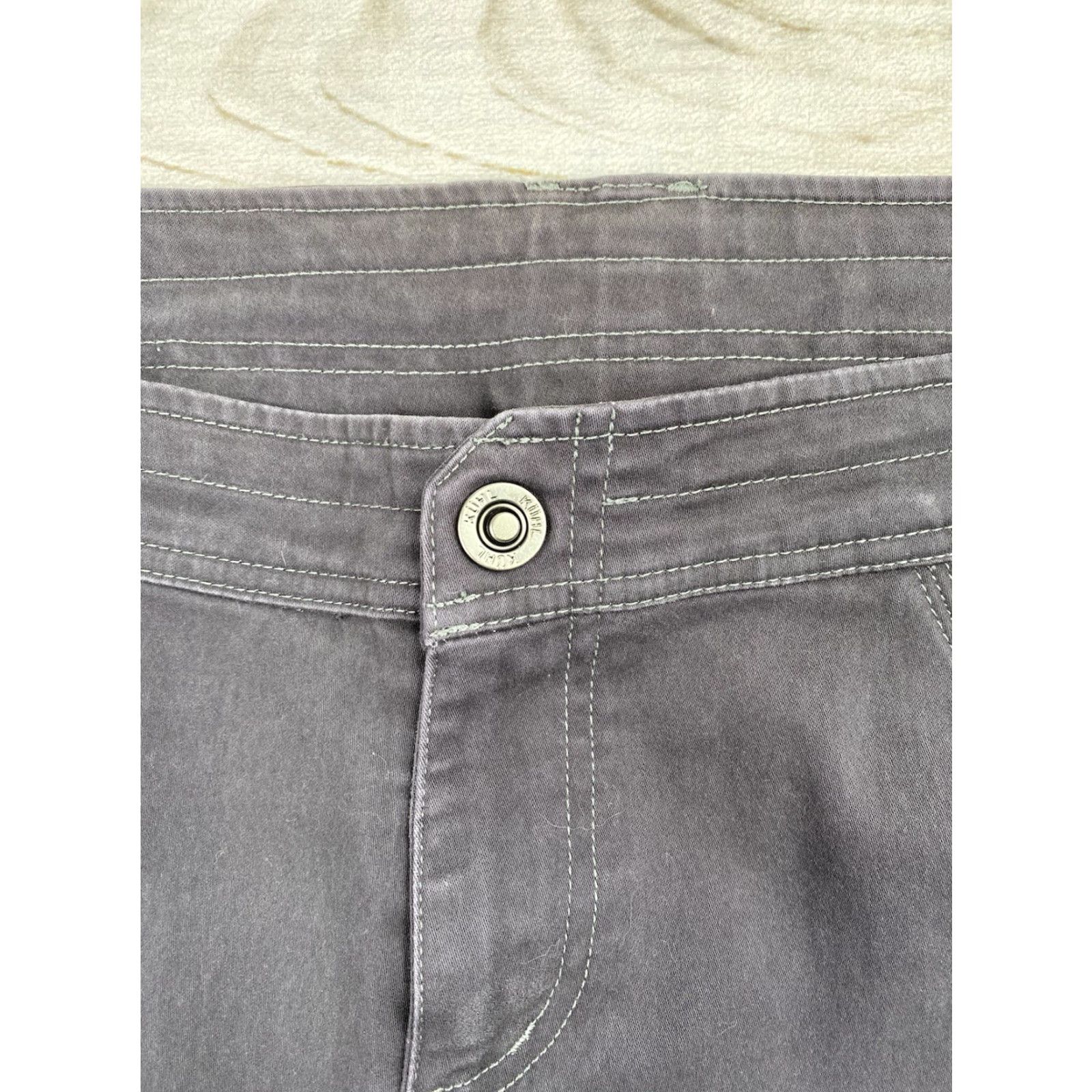 Vintage Kuhl Pants Womens 14 Gray Stretch Chino Mid Rise Reinforced Seams Pockets Logo Outdoor Casual Size 36" / US 14 / IT 50 - 3 Thumbnail