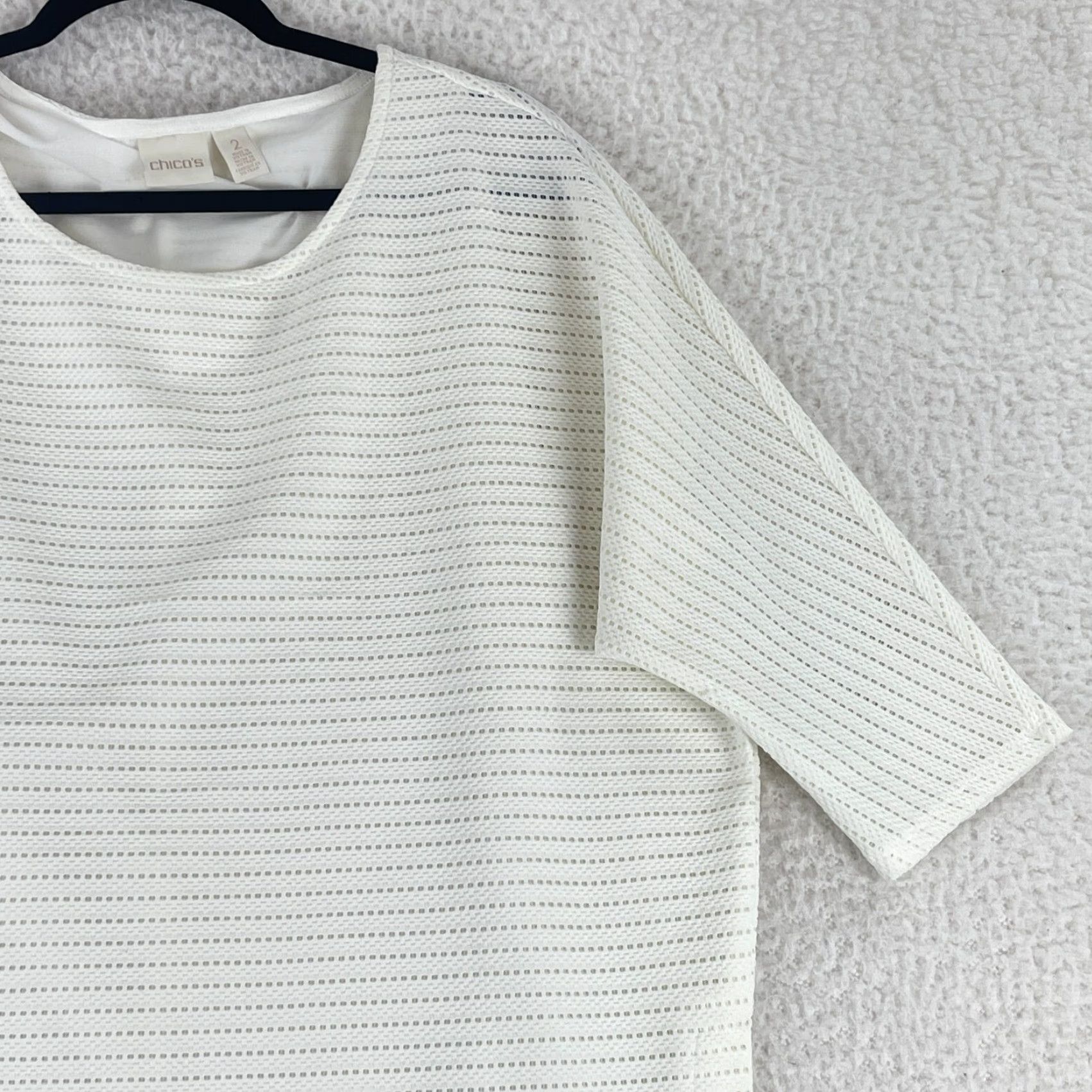 Vintage Chico's Shirt Womens Large White Dolman Sleeve Pullover Lined Casual Size L / US 10 / IT 46 - 4 Thumbnail