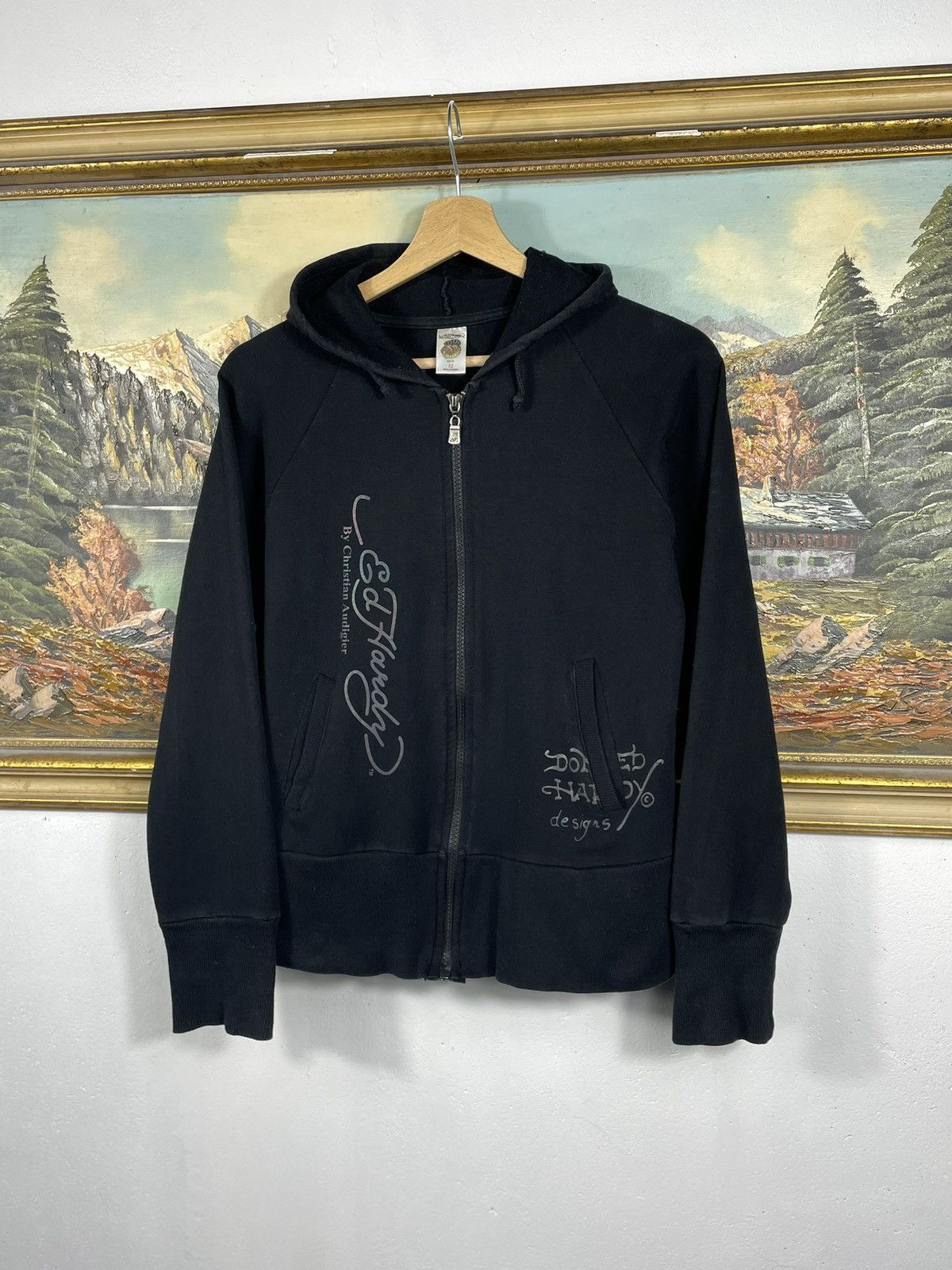 Christian Audigier × Ed Hardy × Vintage Ed Hardy Retro 00s Hoodie With Crystals Affliction Grunge Size US XS / EU 42 / 0 - 3 Thumbnail