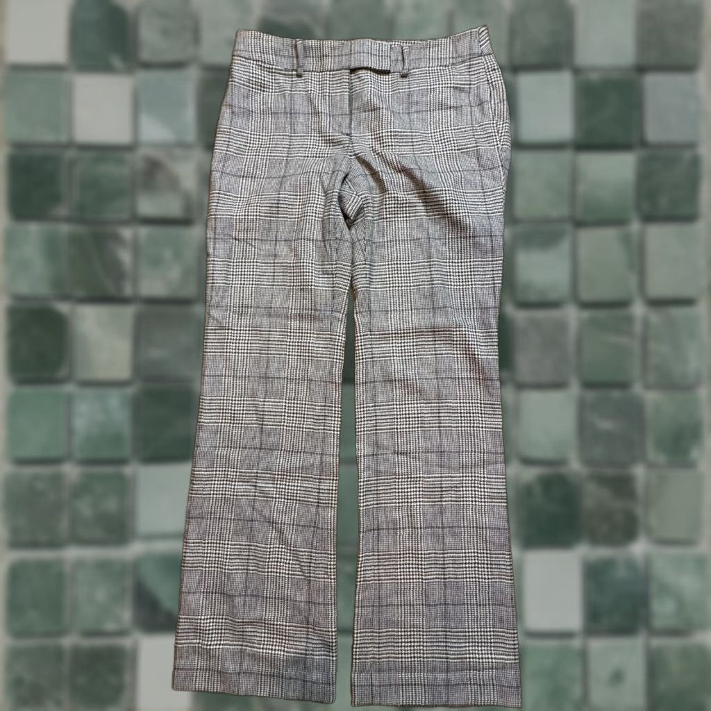 Ann Taylor Loft Wool Pants Womens Size 6 Wool Blend Check Ankle Front Zip Button Multicolor Polyester Wool Ann Taylor Regular Womens Pants Size 28" / US 6 / IT 42 - 1 Thumbnail