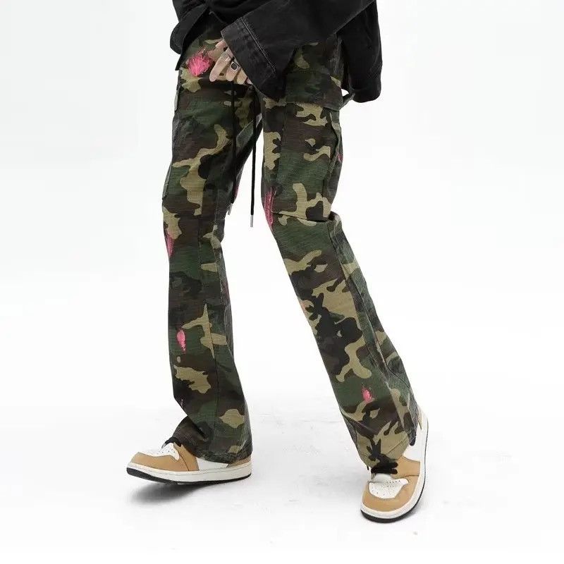 image of Hip Hop Camouflage Splash Ink Streetwear Pant in Green, Men's (Size 32)