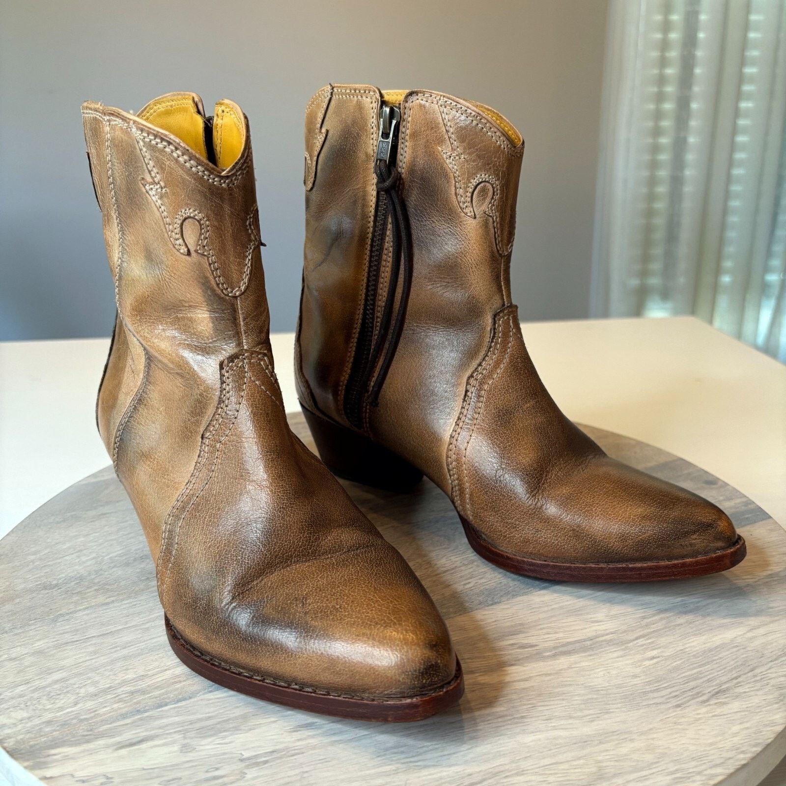 Free People Free People Frontier Western Leather Ankle Boots Sz 6.5 / 7 Size US 6.5 / IT 36.5 - 1 Thumbnail