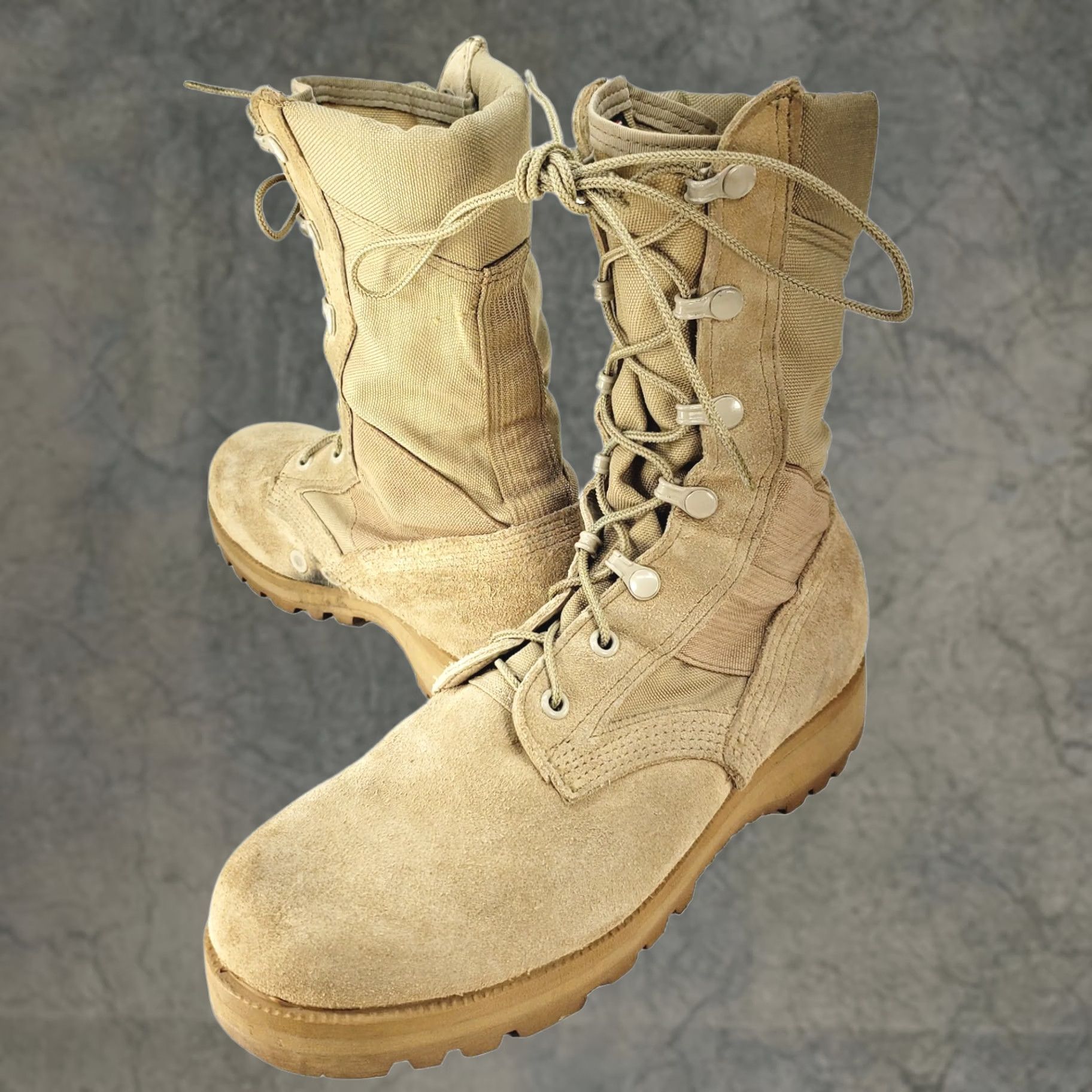 Vintage ALTAMA 5800 PJ 10-03 Military Desert Beige Tan Men Combat Boots Size 6W Tan Boots Mens Shoes W Leather Outsole Suede Nylon Upper Size US 6 / EU 39 - 1 Thumbnail