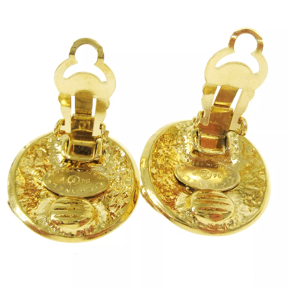 Chanel CHANEL CC Logos Button Motif Earrings Gold-Tone Size ONE SIZE - 2 Thumbnail