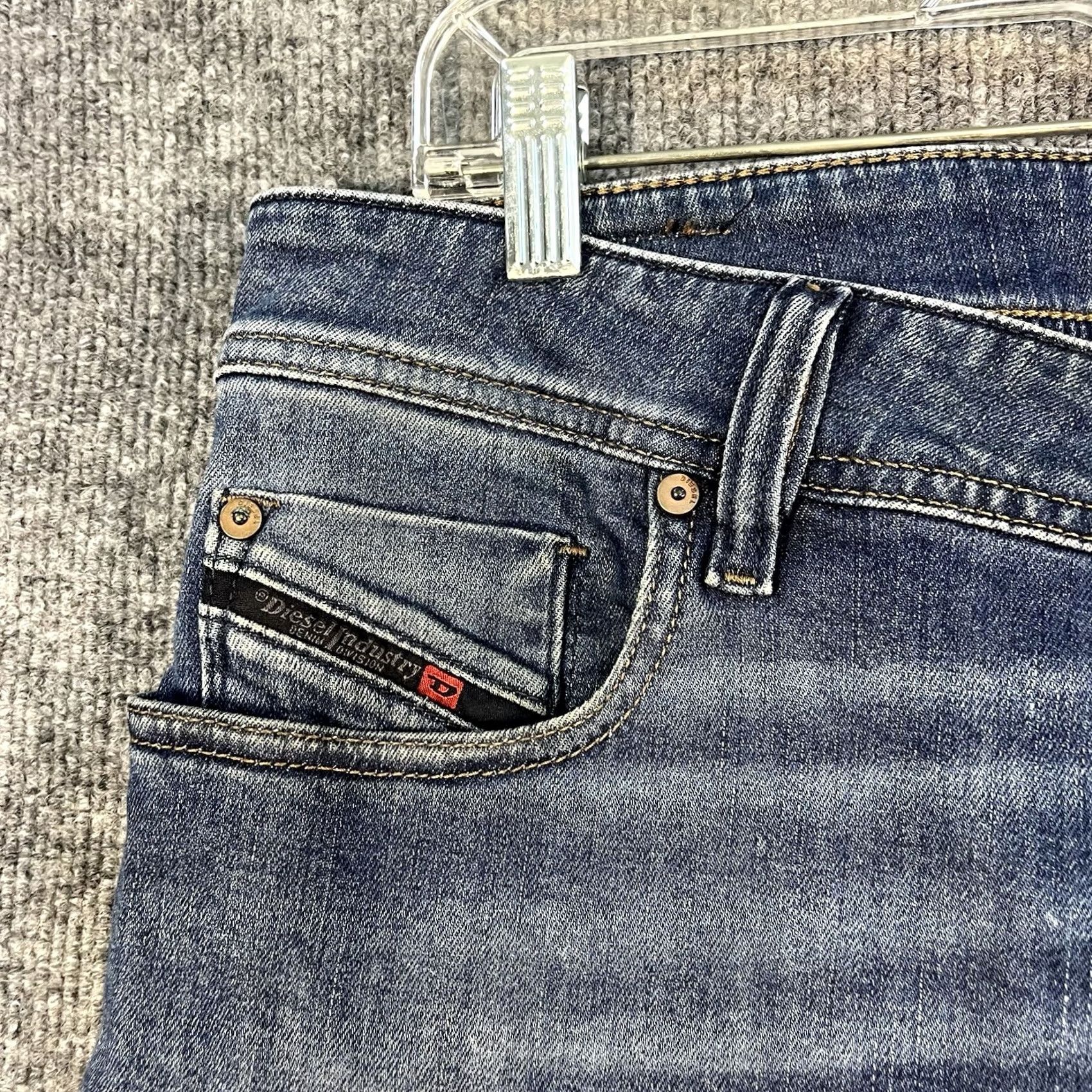 Diesel Diesel TROXER Jeans Mens Slim Skinny W34 L32 Stretch Blue Wash Whiskers Size US 34 / EU 50 - 6 Thumbnail