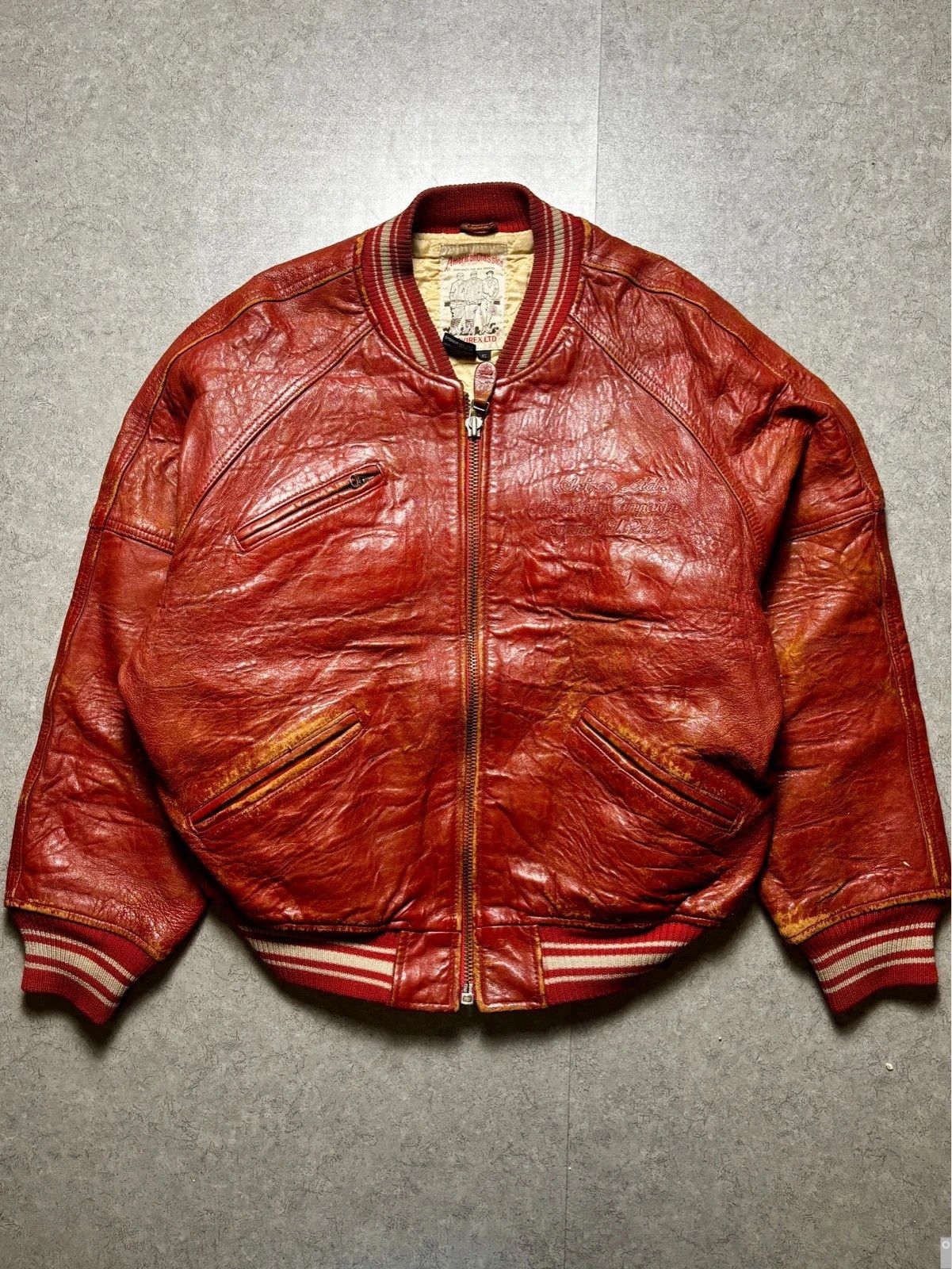 Avirex Veste en cuir Avirex USA – leather jacket - red varsity Size US S / EU 44-46 / 1 - 3 Thumbnail