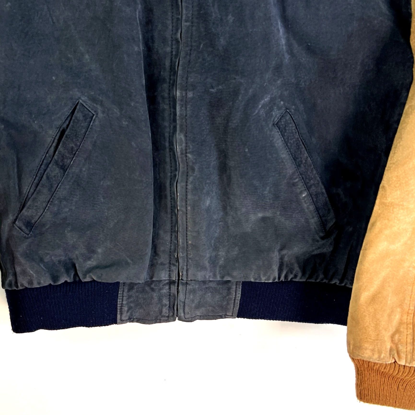 Vintage VINTAGE New Zealand Outback Leather Varsity Jacket Mens M Blue Tan Jacket Mid-Length Brown NZO Sports College Outdoor Baggy Fit Mens Size US M / EU 48-50 / 2 - 4 Thumbnail
