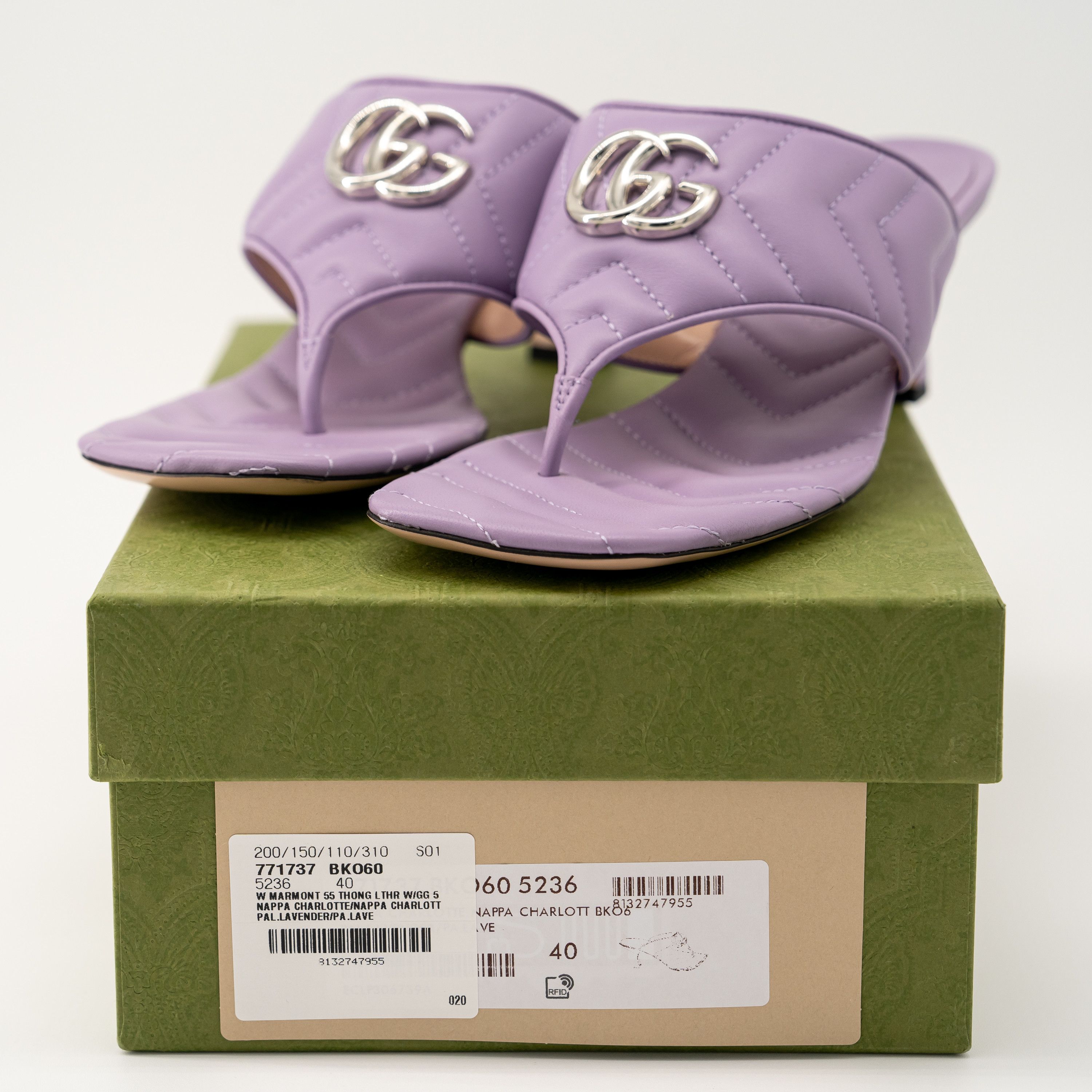 Gucci 40G 10 US Gucci Marmont GG Heel Sandals Quilted Purple Size US 10 / IT 40 - 10 Thumbnail