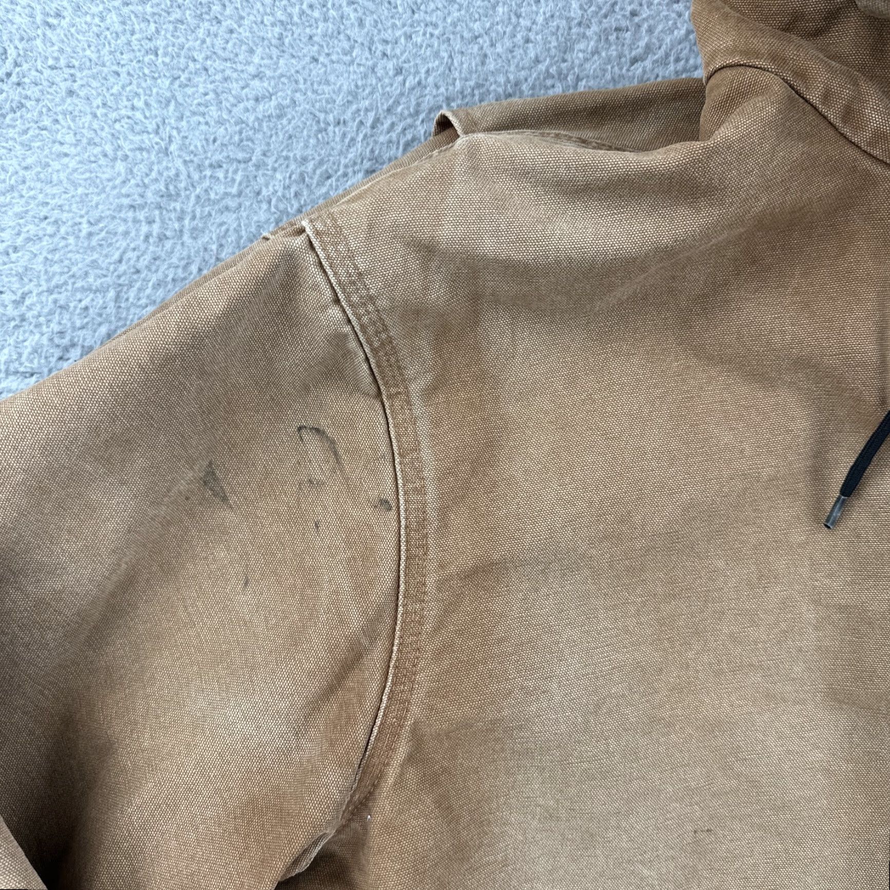 Carhartt VINTAGE Carhartt Jacket 2XL Tall Brown Hooded Fleece Lined Zip Workwear Shirt Mens Modern Outdoor USA Distressed Logo Zipper Size US XXL / EU 58 / 5 - 6 Thumbnail