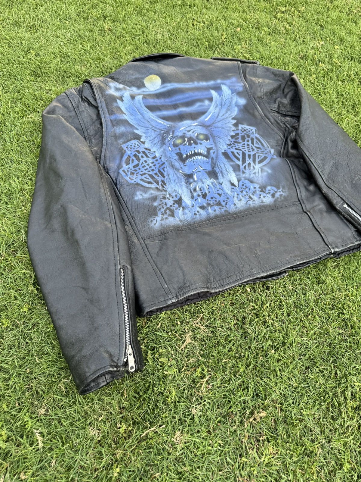 Vintage vintage distressed black BLL genuine cowhide leather biker Size US M / EU 48-50 / 2 - 18 Thumbnail