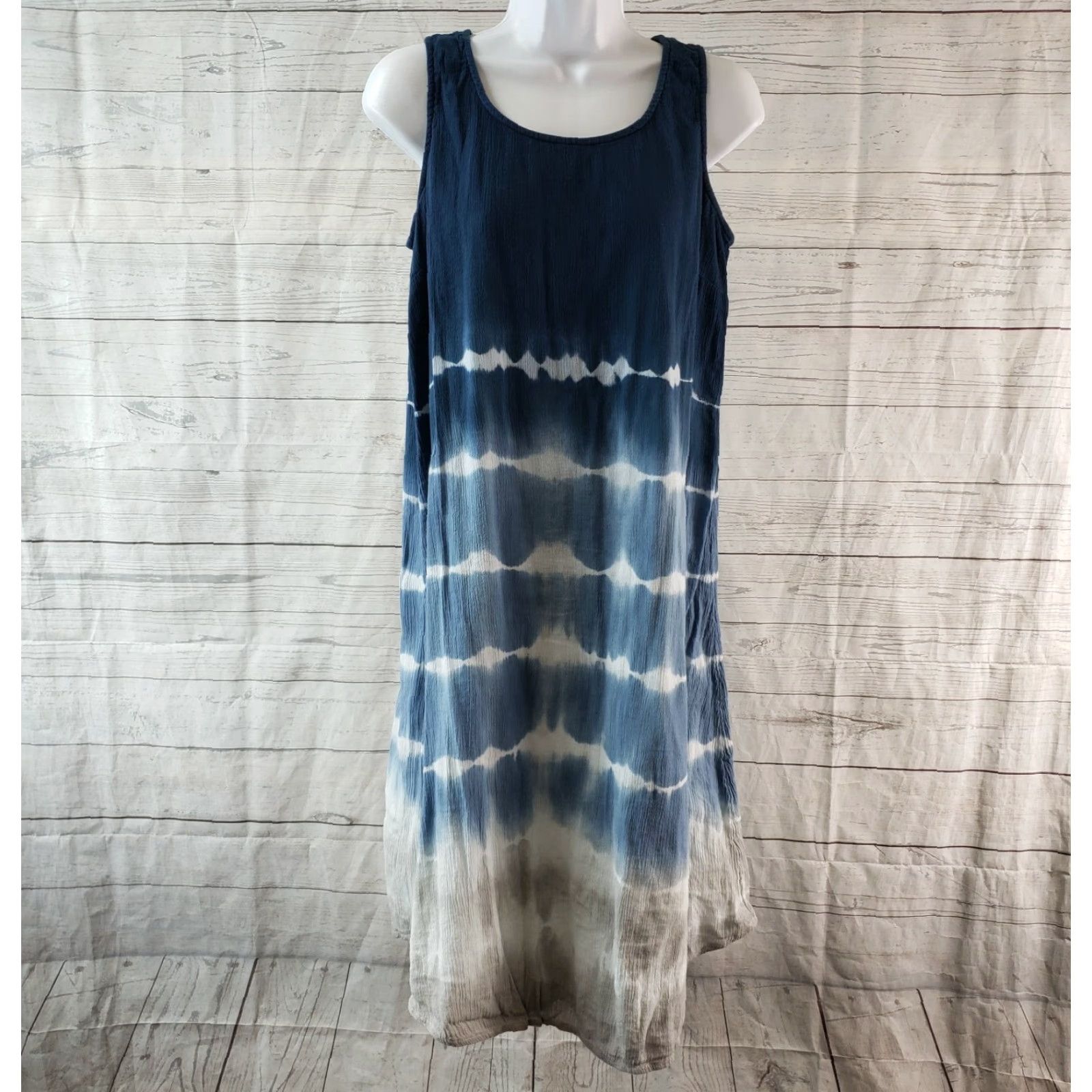 J. Jill PureJill Womens Dress PS Small Petite Blue Gray Stripe Cotton Blend Midi Dress Tank Dress Womens Size S / US 4 / IT 40 - 2 Thumbnail