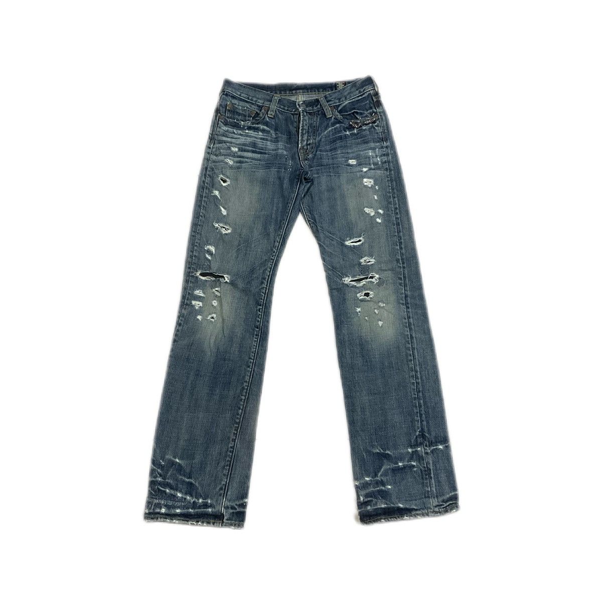 If Six Was Nine 🔥Sick Y2K Bartack Denim Mud Max Style Size US 29 - 2 Thumbnail