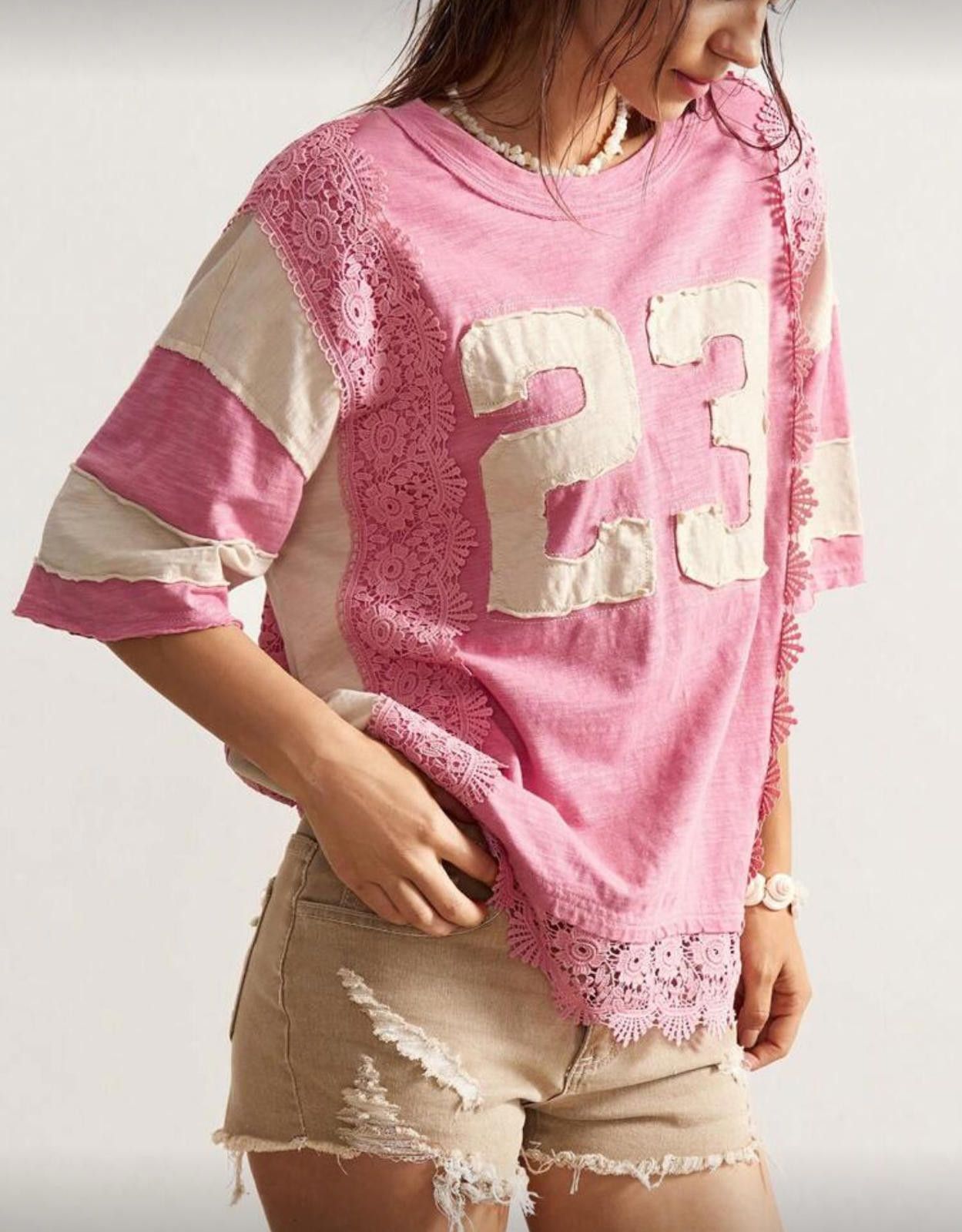 Other Pink Lace Jersey Number 23 Size L / US 10 / IT 46 - 3 Thumbnail