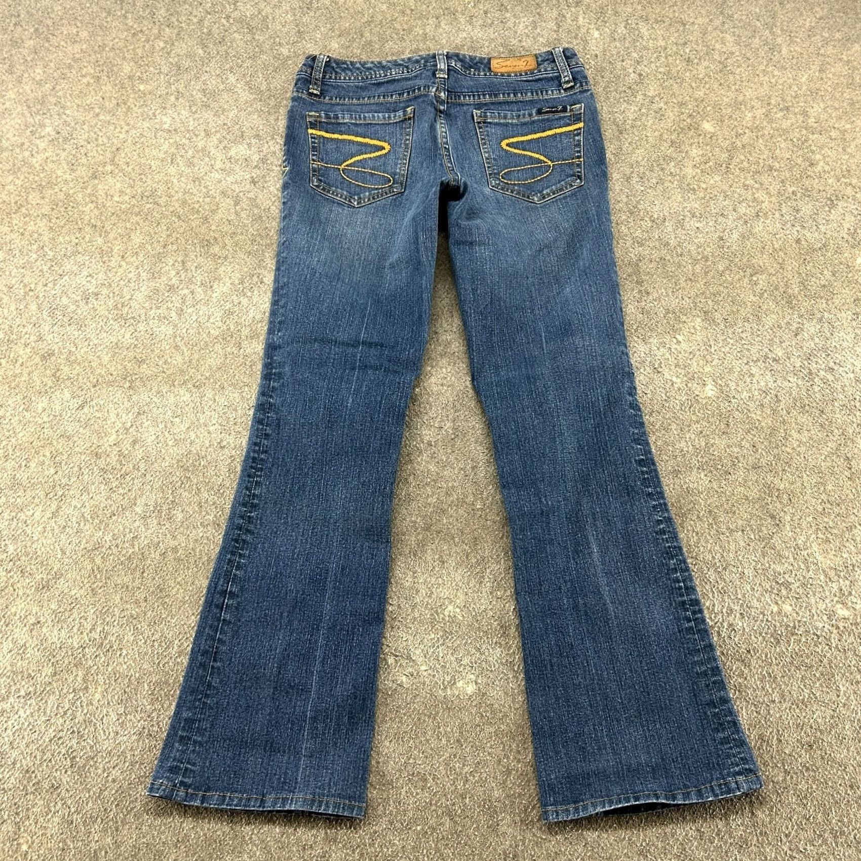 Vintage VINTAGE Seven7 Jeans Womens 27 Blue Flare Dark Wash Cotton Stretch Flex Y2K Jeans Menus? Size 27" / US 4 / IT 40 - 5 Thumbnail