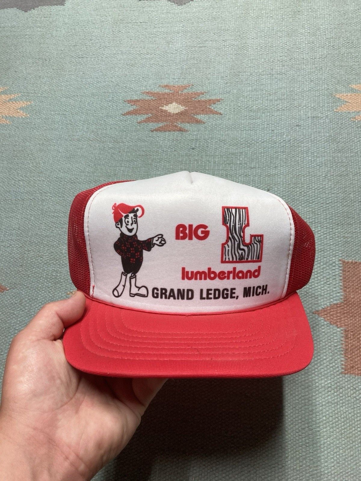 Vintage Vtg trucker hat Big L Lumberland grand ledge Michigan wood Size ONE SIZE - 2 Thumbnail
