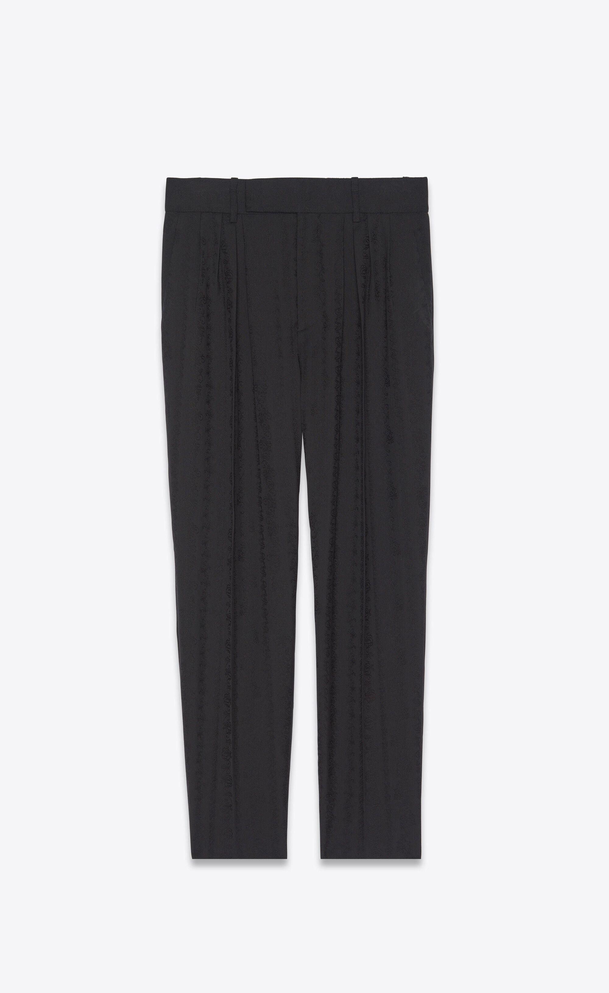 Saint Laurent Paris o1s1wg111224 High-Rise Pants In Striped Wool in Black Size US 32 / EU 48 - 1 Thumbnail