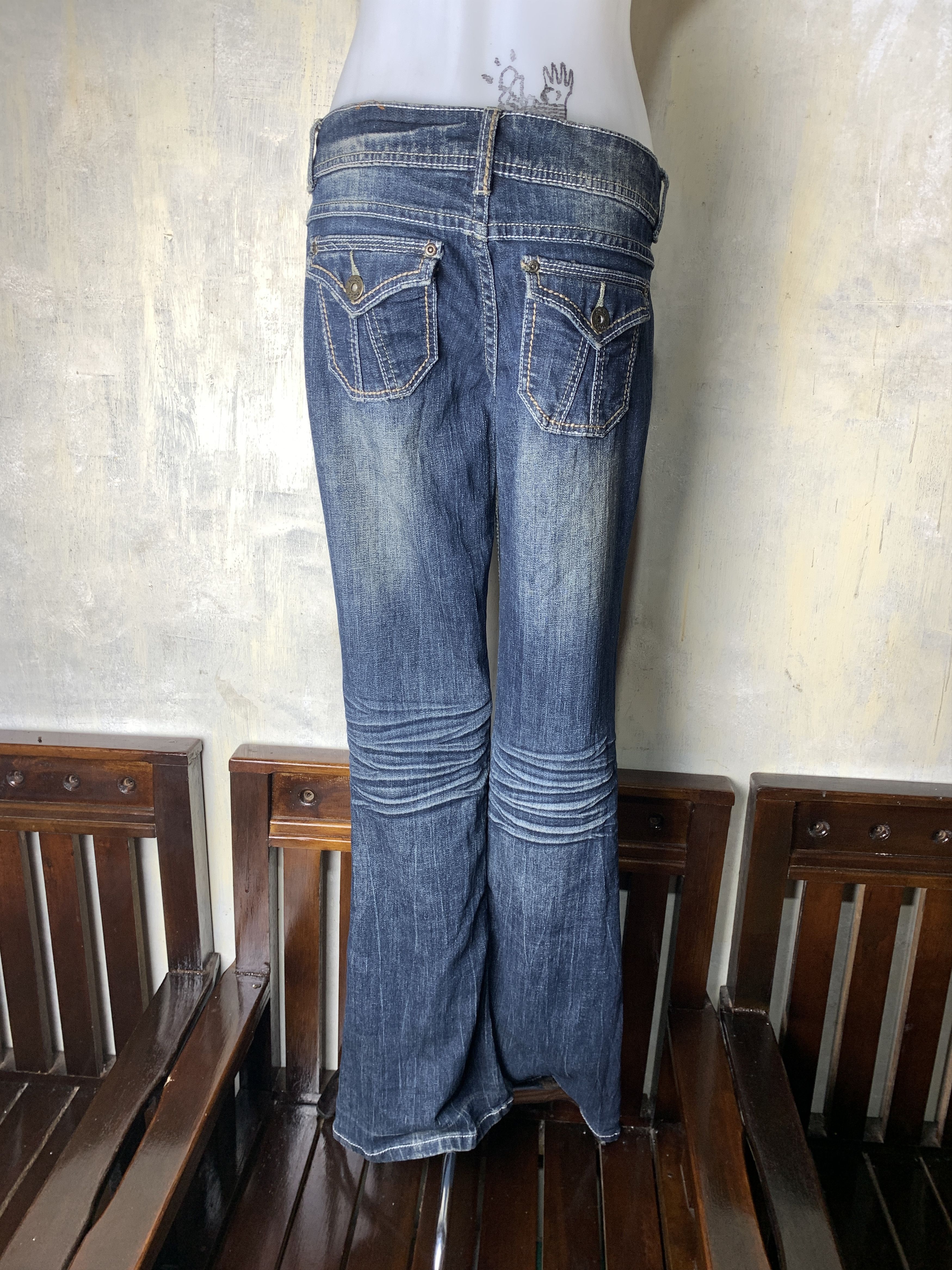 Japanese Brand 2000s Mudd Indigo Blue Flared Jeans (31) Size 31" - 3 Thumbnail