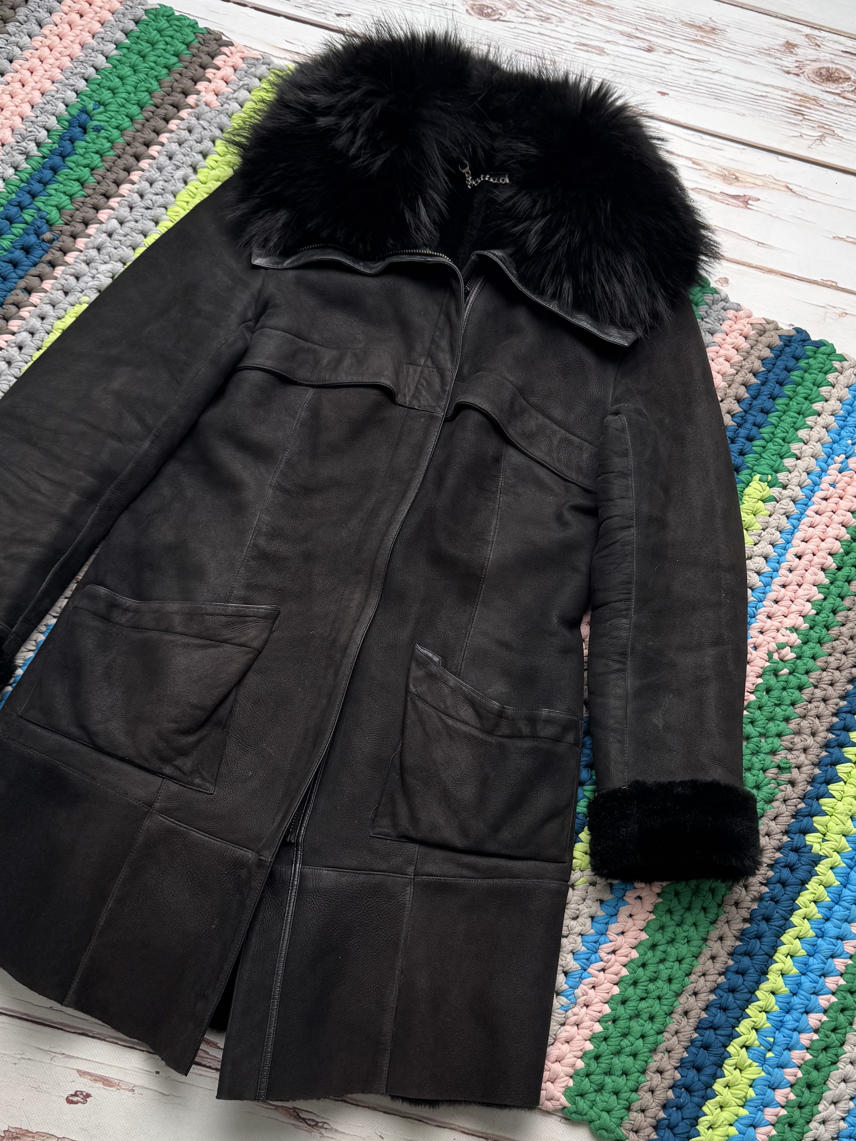 Vintage Women Vintage Sheepskin Leather Coat Black Fur Collar Size M / US 6-8 / IT 42-44 - 7 Thumbnail