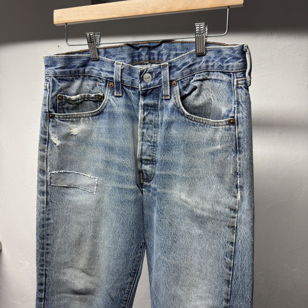 Levi's 80s Levi's 501 Thrashed Distressed Jeans ERD Grunge Chrome Size US 31 - 3 Thumbnail