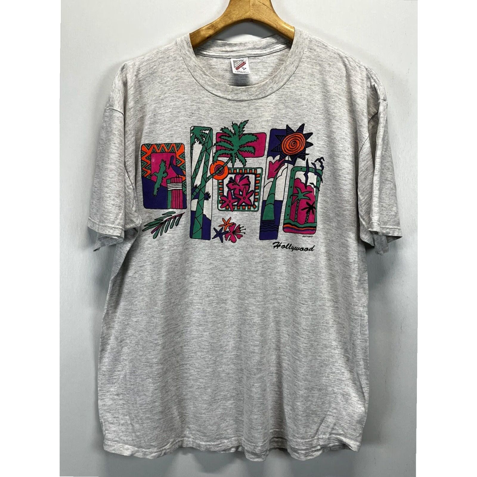 Jerzees VINTAGE 90s Jerzees Hollywood California Graphic Tshirt Adult XL Gray Mens Cotton Size US XL / EU 56 / 4 - 2 Thumbnail