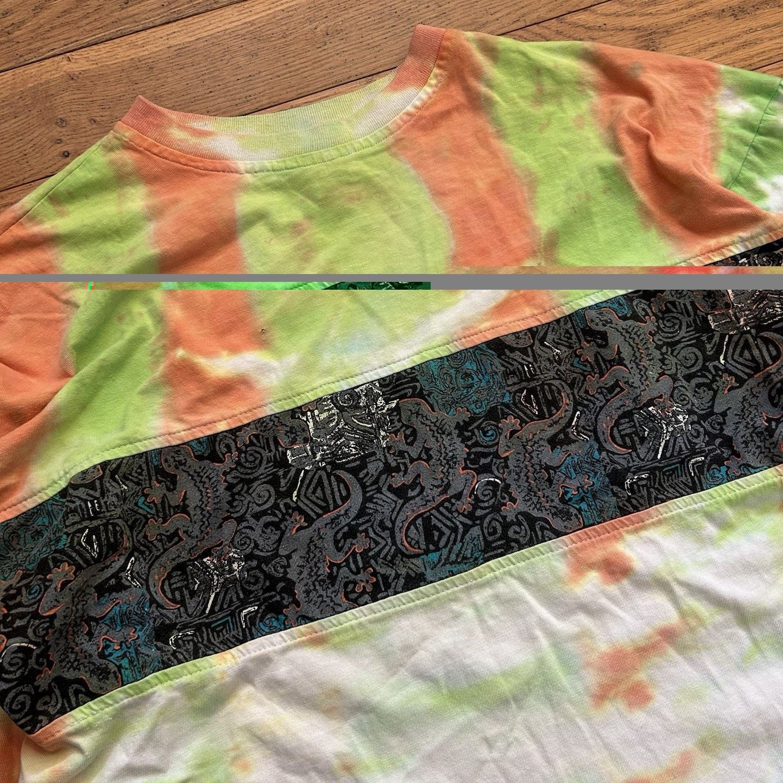 Vintage 90s Casual Boy Tie Dye Surf Long Sleeve Cropped Tee Shirt Size US S / EU 44-46 / 1 - 2 Thumbnail