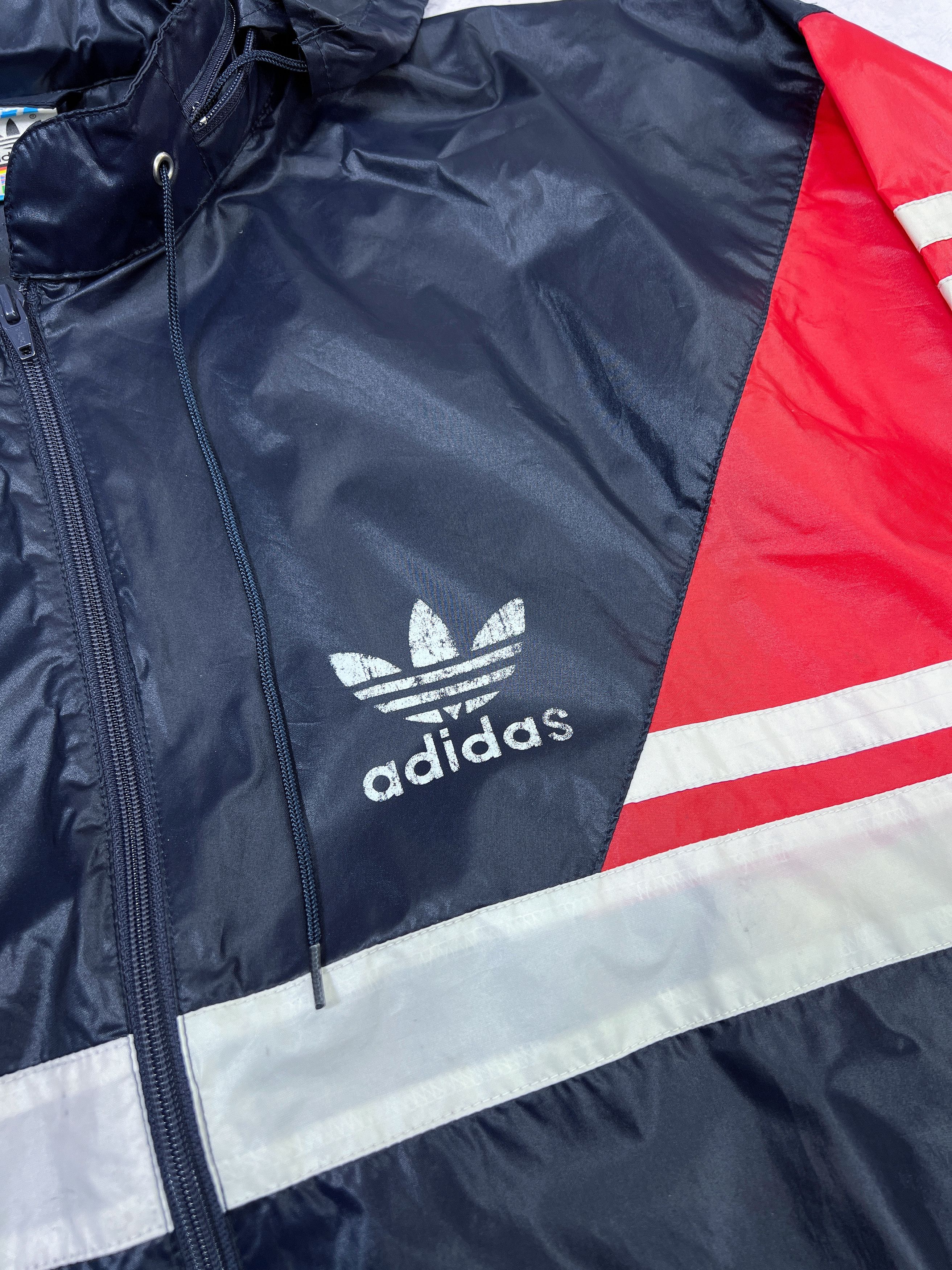 Adidas × Vintage Vintage Adidas Light Jacket Nylon Navy Blue & Red Size US M / EU 48-50 / 2 - 6 Thumbnail